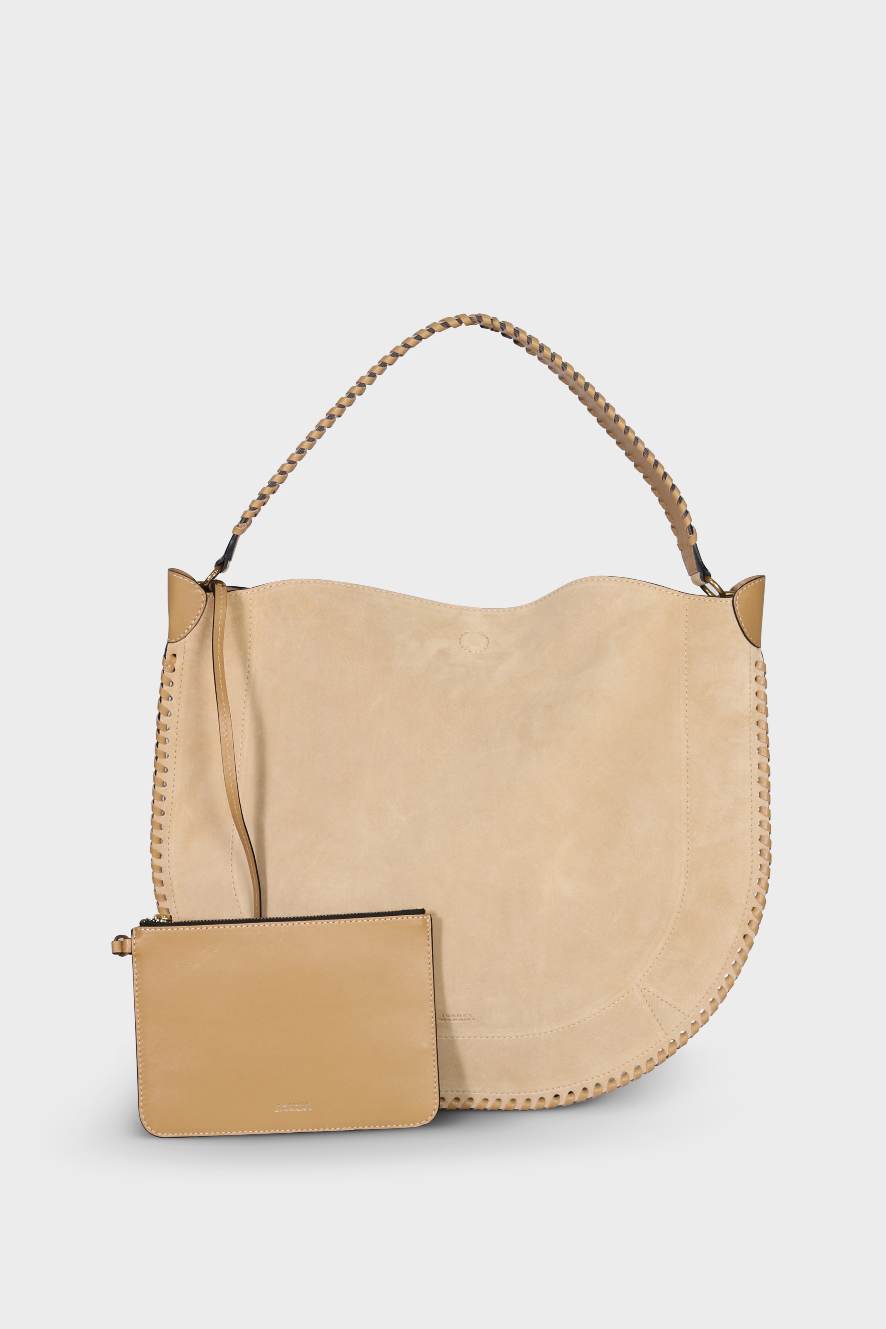 ISABEL MARANT Oskan Hobo Soft Shoulder Bag in Beige Velvet