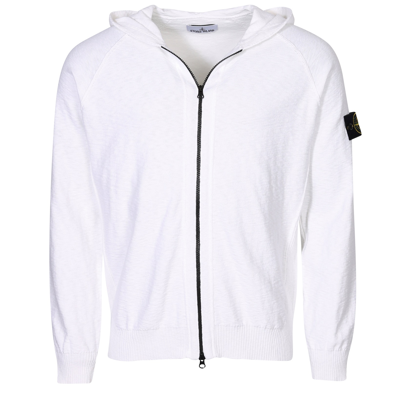 STONE ISLAND Cotton Knit Zip Hoodie in White 2XL