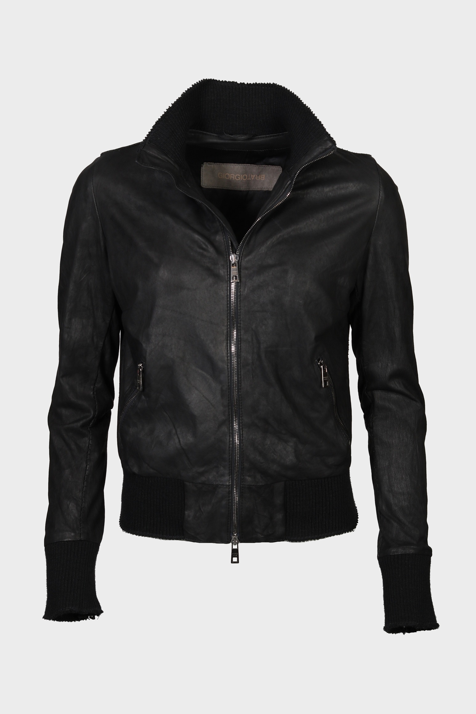 GIORGIO BRATO Brushed Leatherjacket in Black