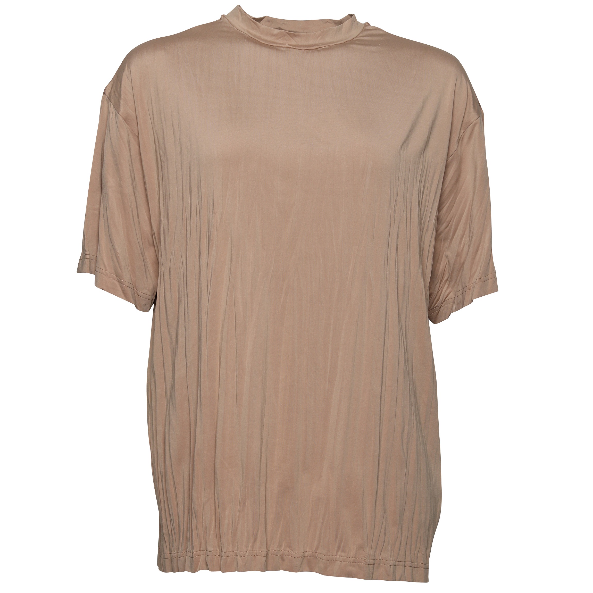 Acne Studios Pleated T-Shirt in Camel Brown