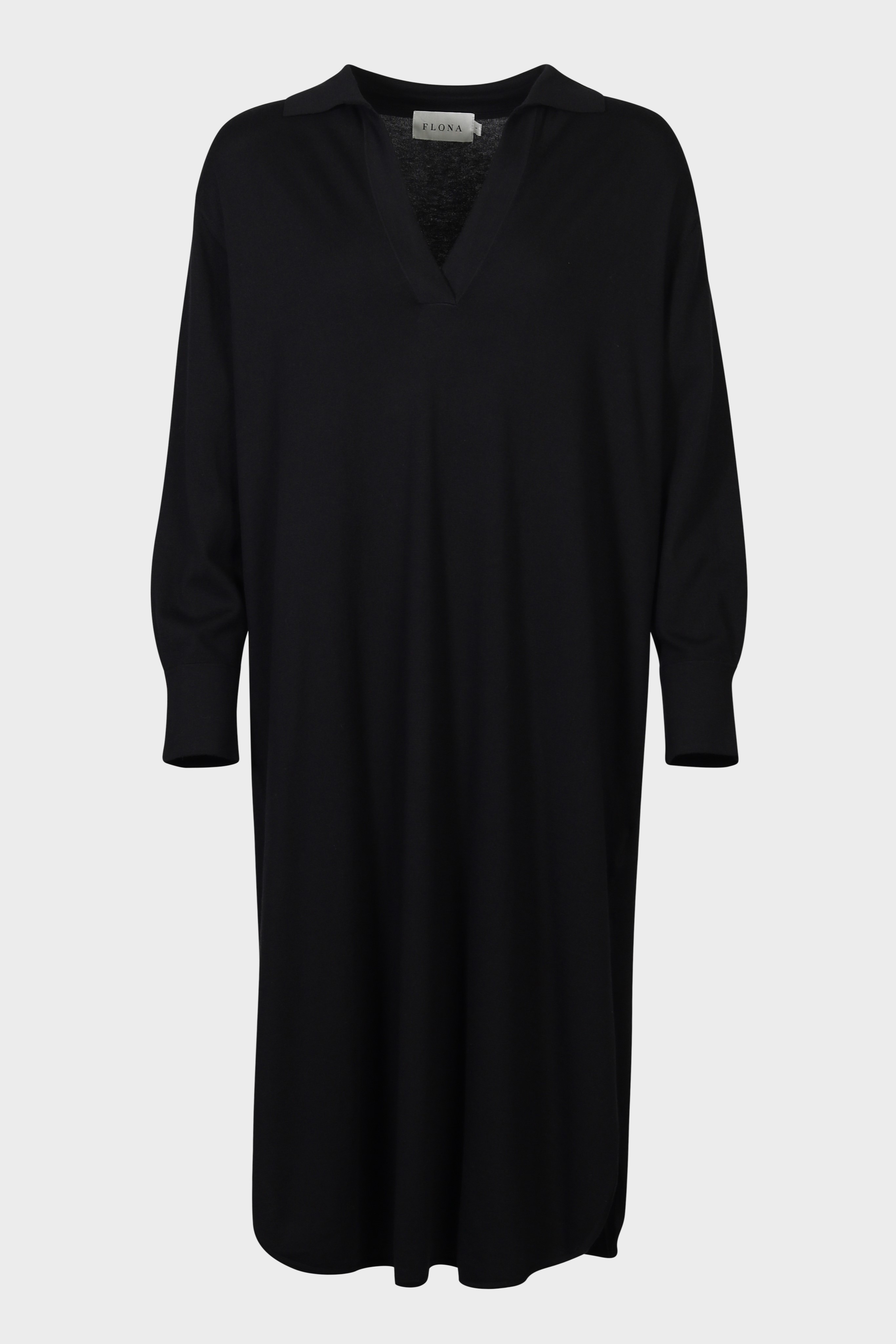 FLONA Cotton/ Cashmere Knit Dress in Black