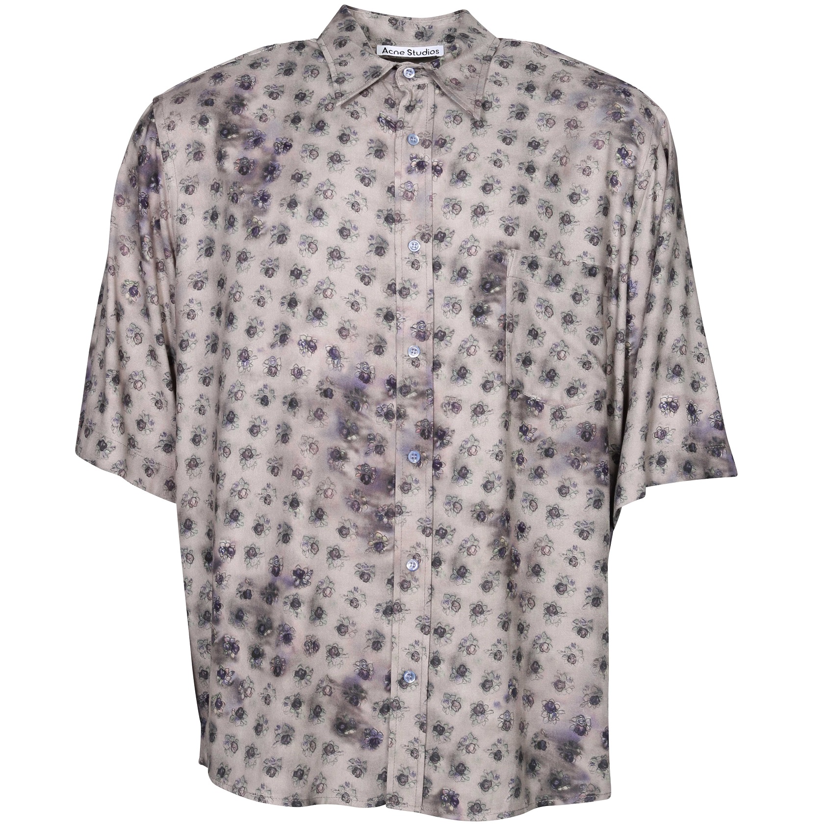 ACNE STUDIOS Printed Shirt in Grey/Dark Blue