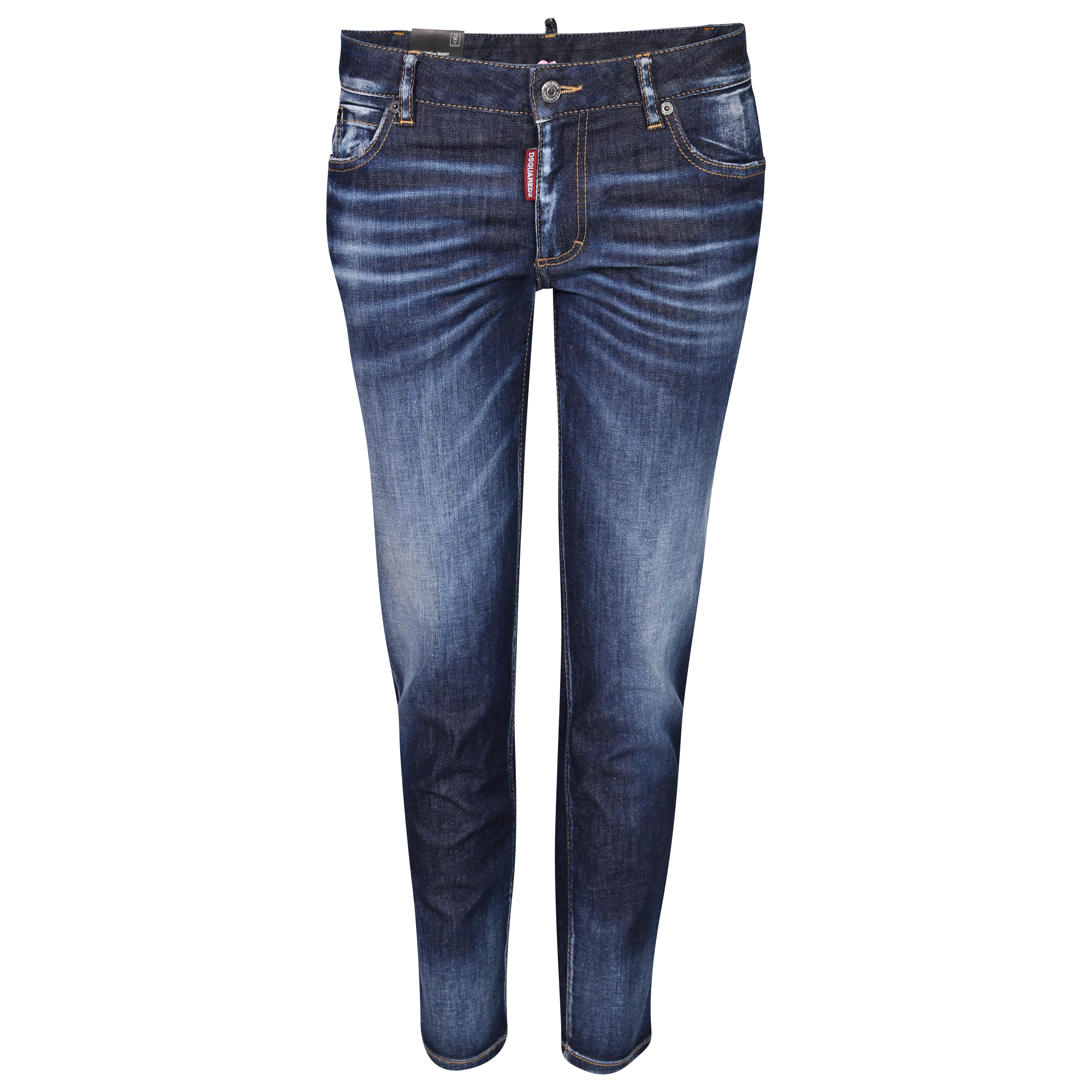 Dsquared Jeans Medium Waist Cropped Twiggy Jean Blue Washed