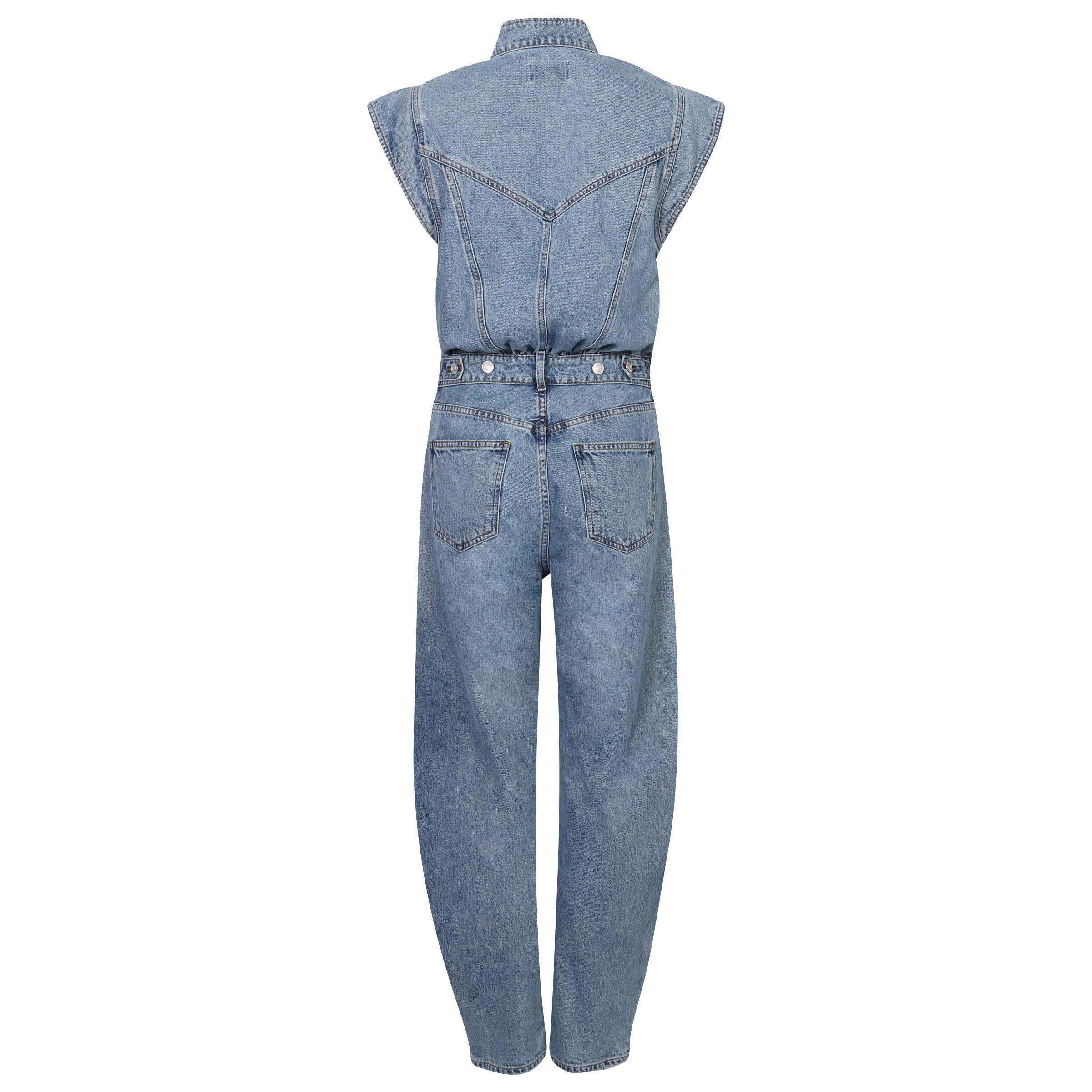 Agolde Denim Jumpsuit Mara Bow Leg Light Blue Washed L