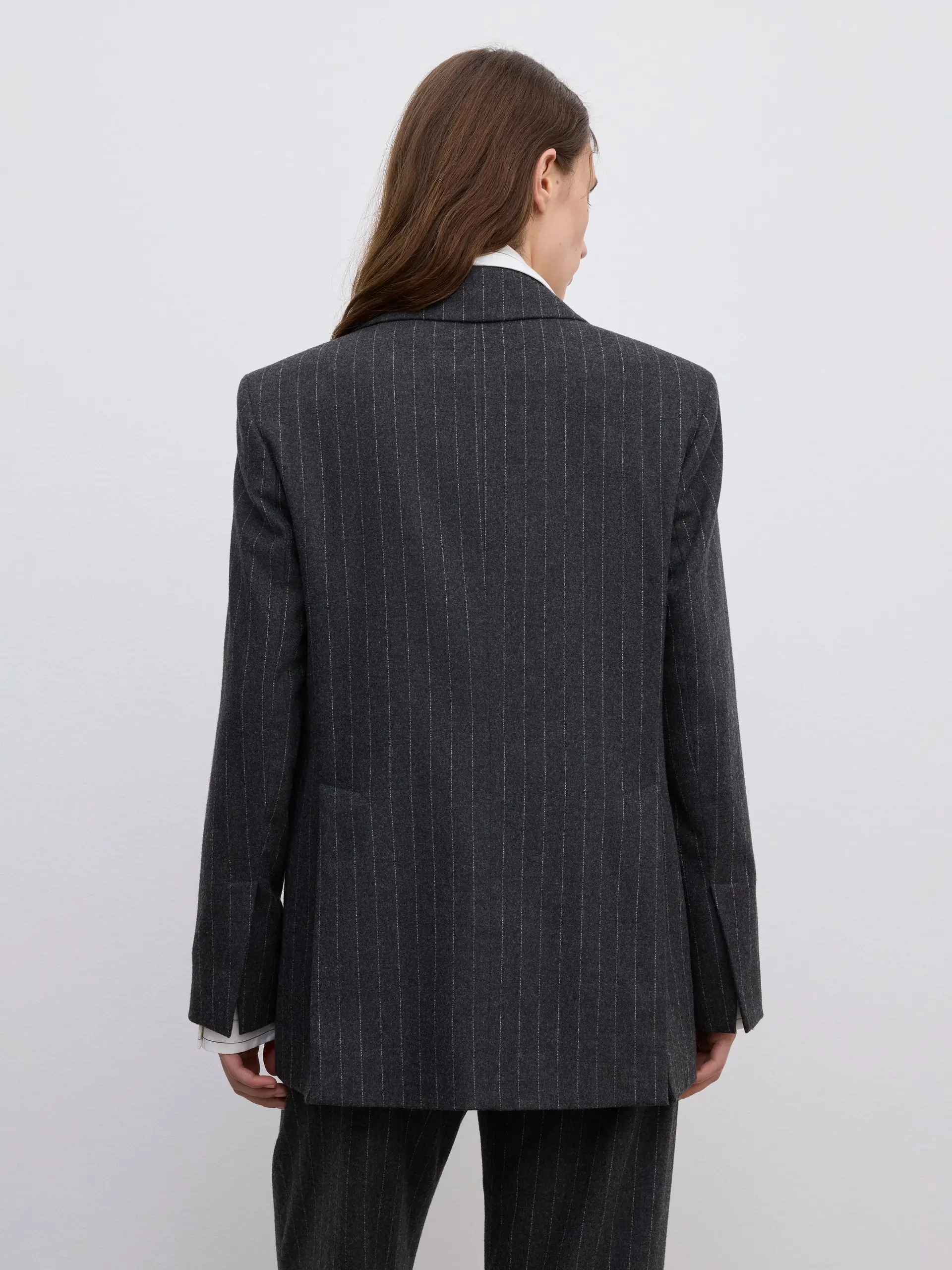 DAGMAR Classic Blazer in Grey Pinstripe