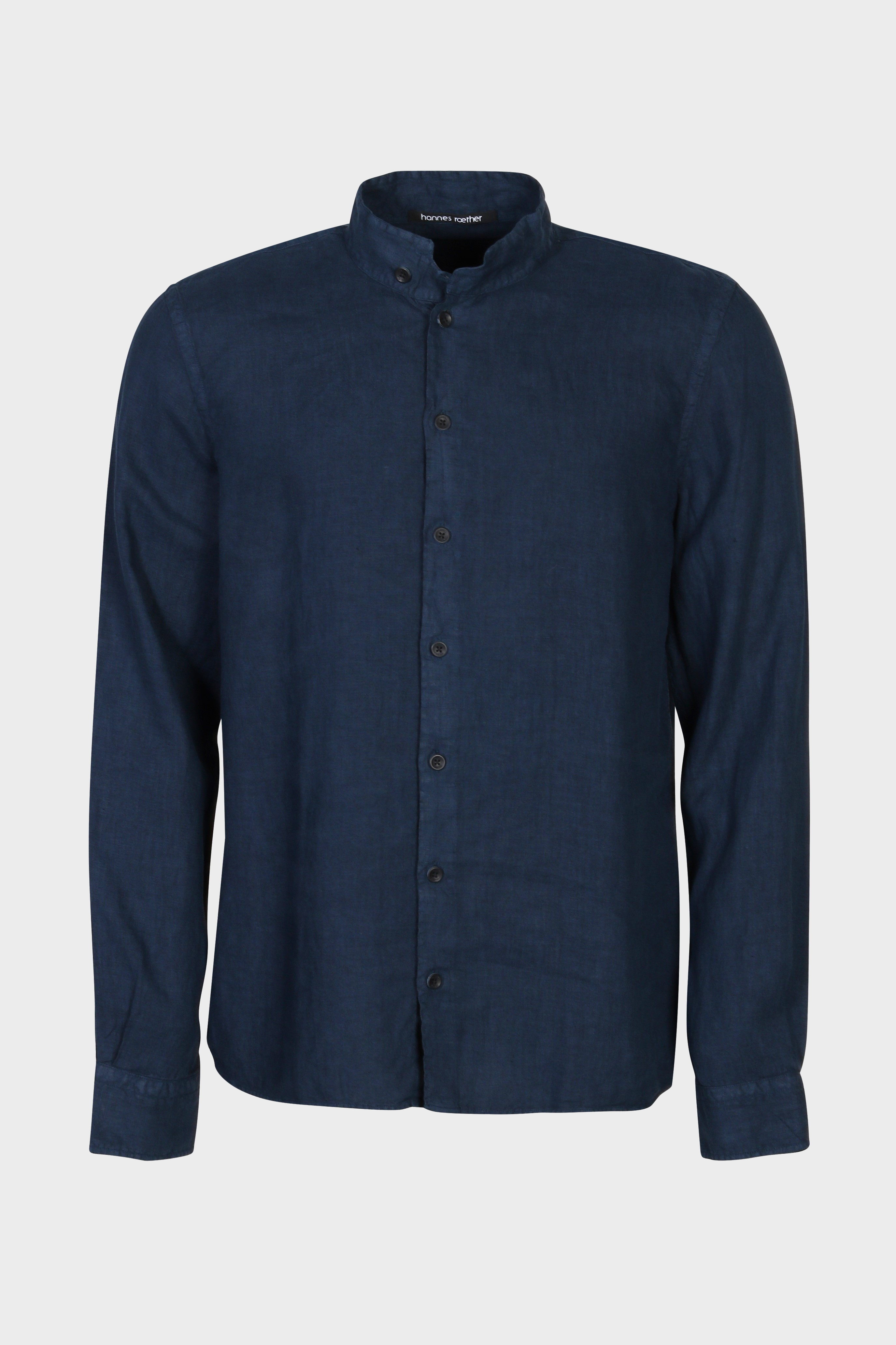 HANNES ROETHER Linen Shirt in Dark Blue 2XL