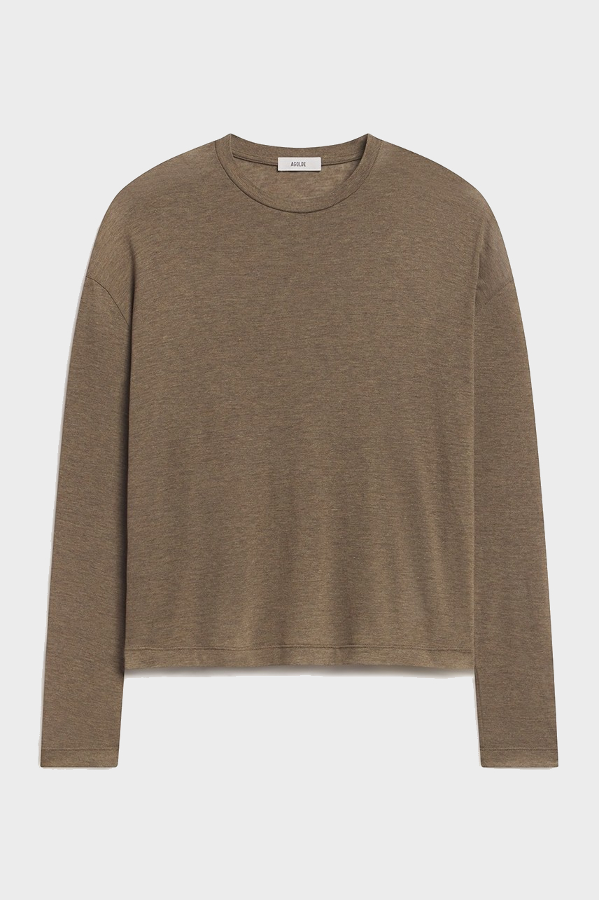 AGOLDE Sasha Tencel Tee in Brown Melange