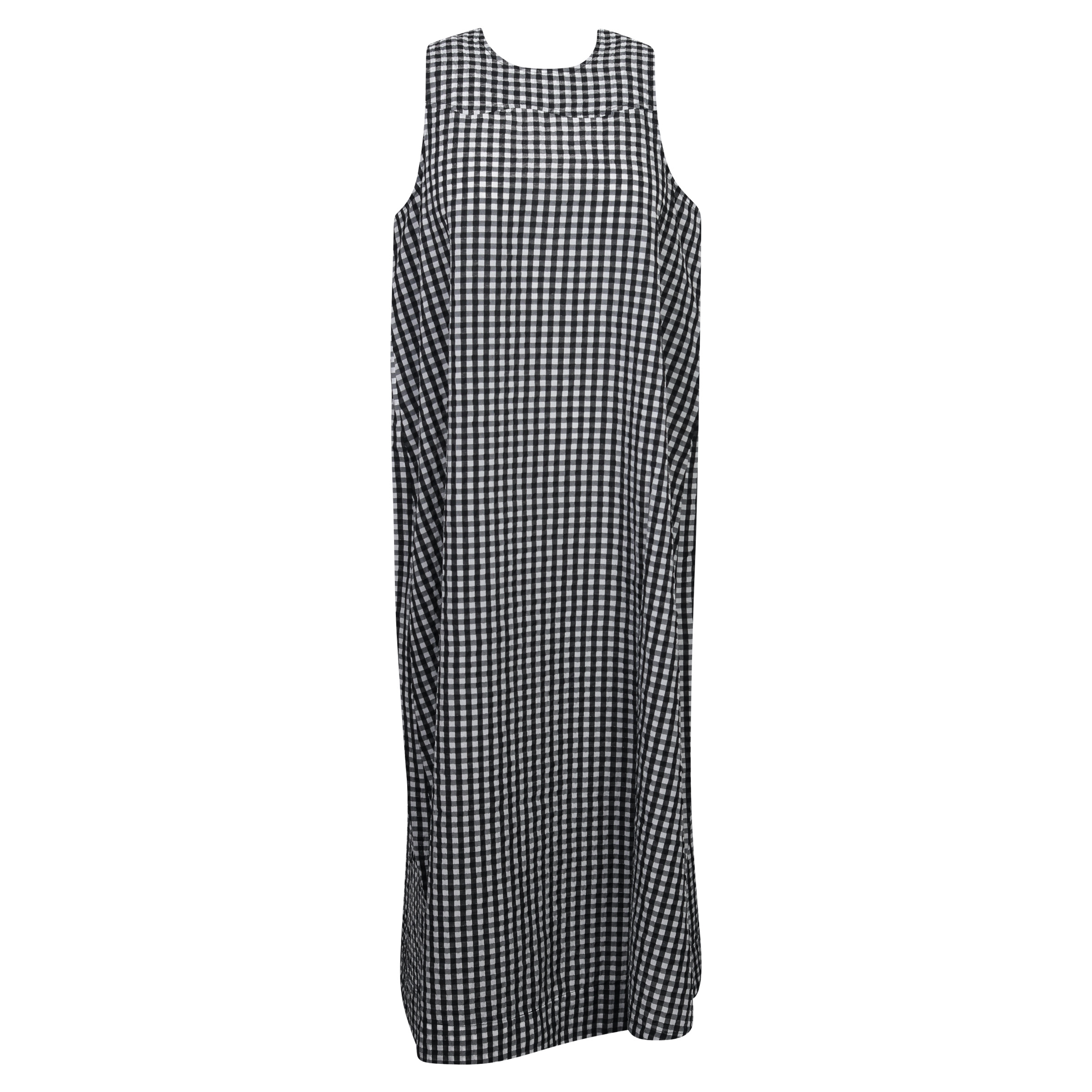 Ganni Seersucker Check Maxi Dress Black/White