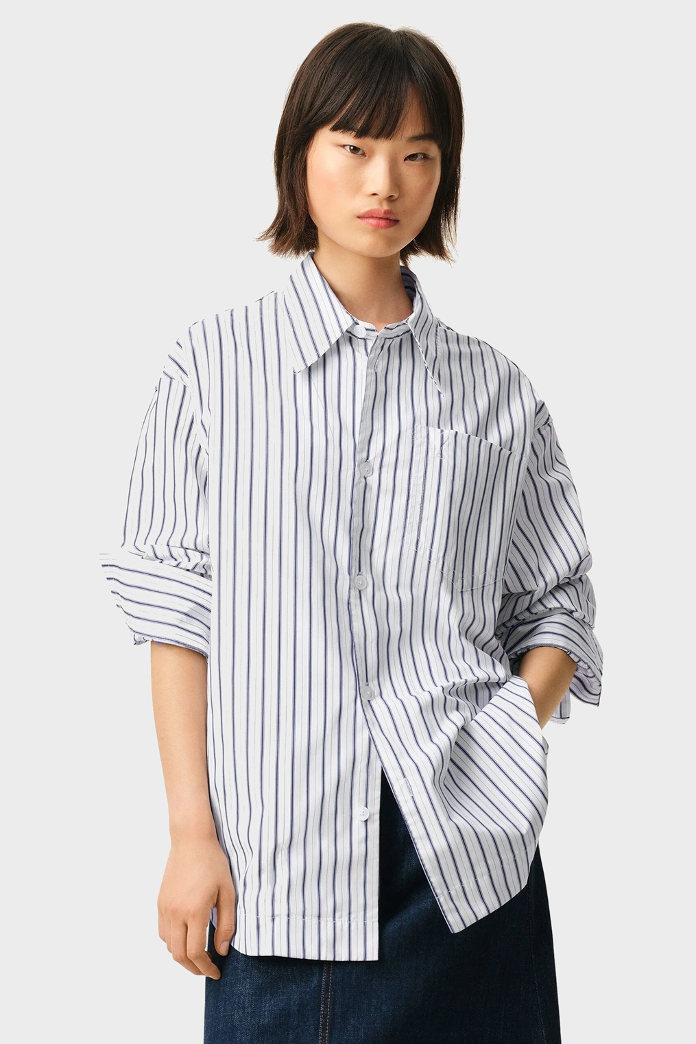 AMI PARIS de Coeur Oversize Embossed Shirt in White/Ink