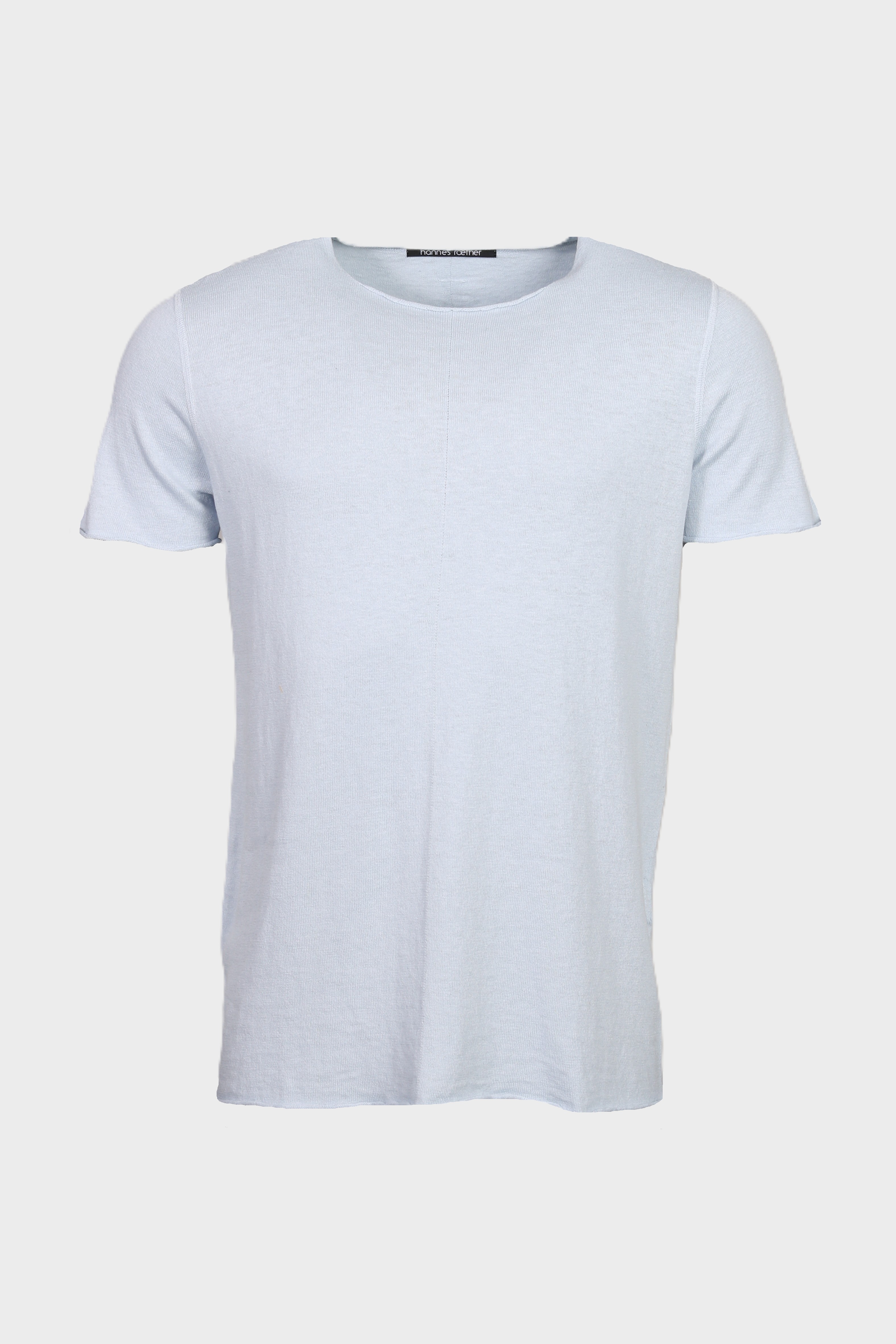 HANNES ROETHER Cotton/Linen Knit T-Shirt in Light Blue