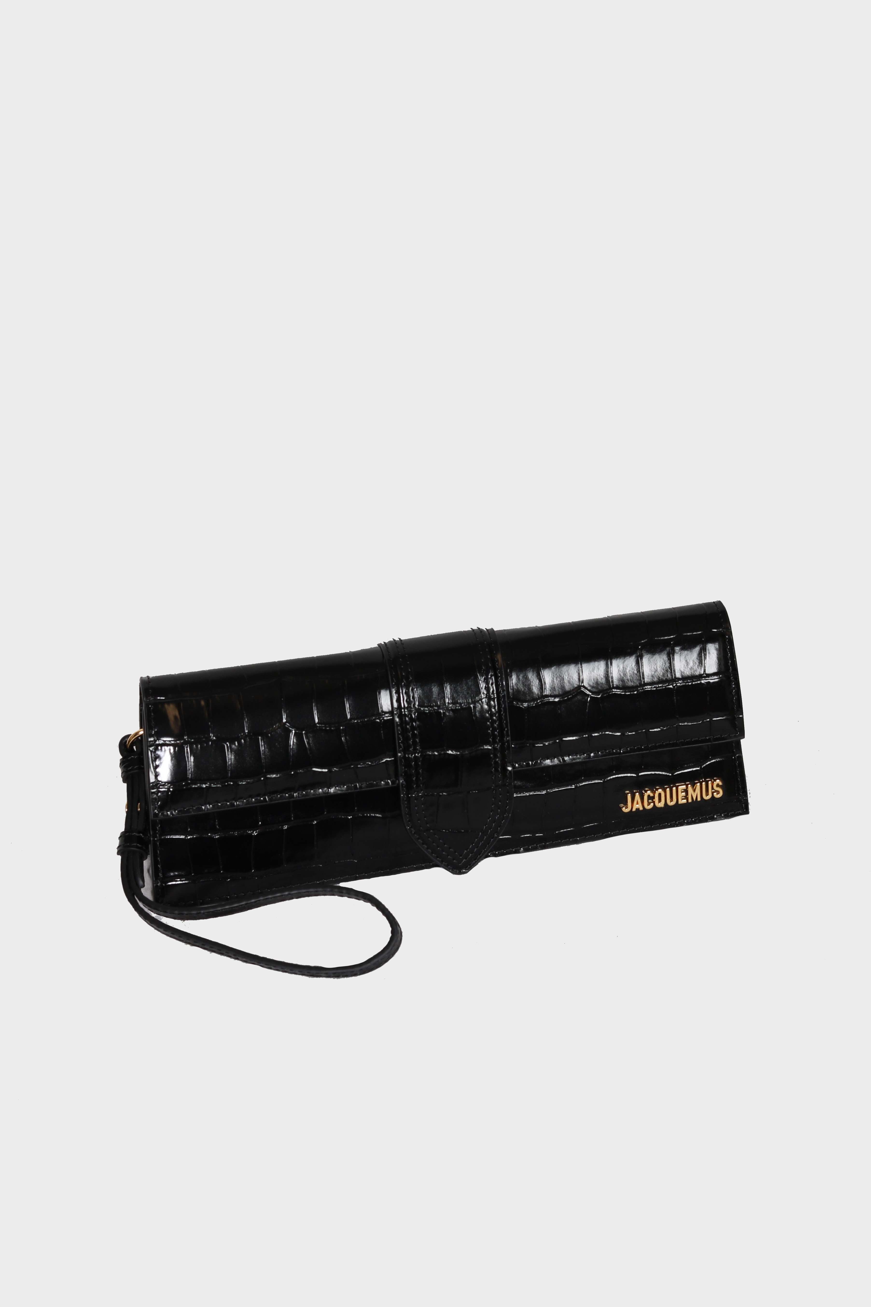 JACQUEMUS Bambino Clutch in Black Croco