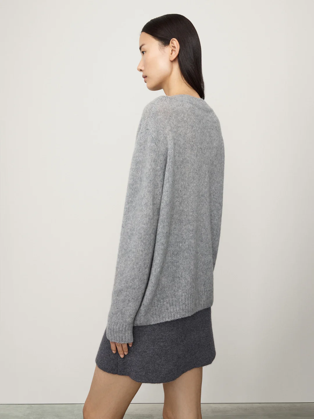 LISA YANG Leona Cotton/Silk Sweater in Light Grey
