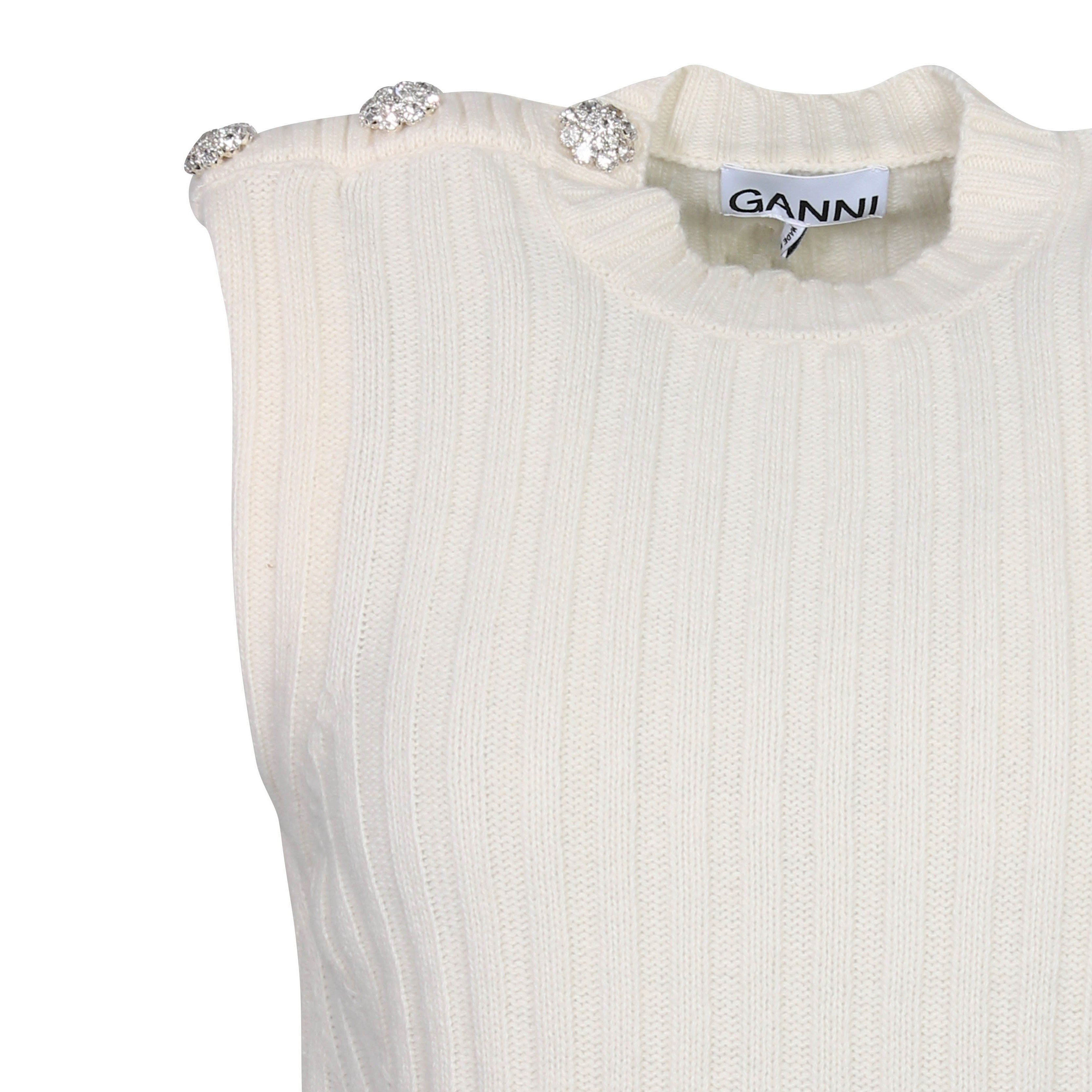 Ganni Knit Vest in Egret