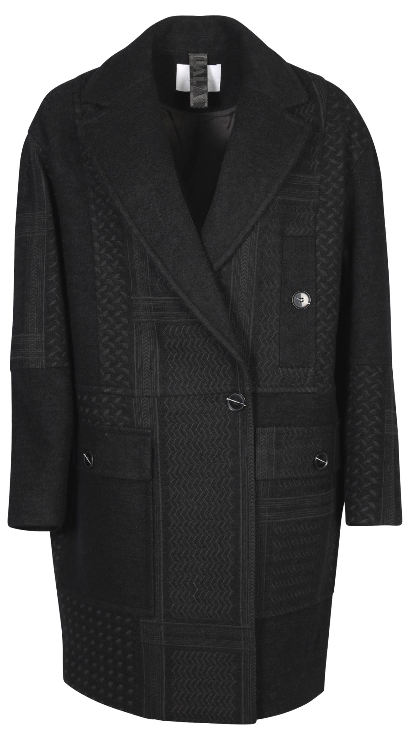 Lala Berlin Coat Camden Black Kufiya Embroidered