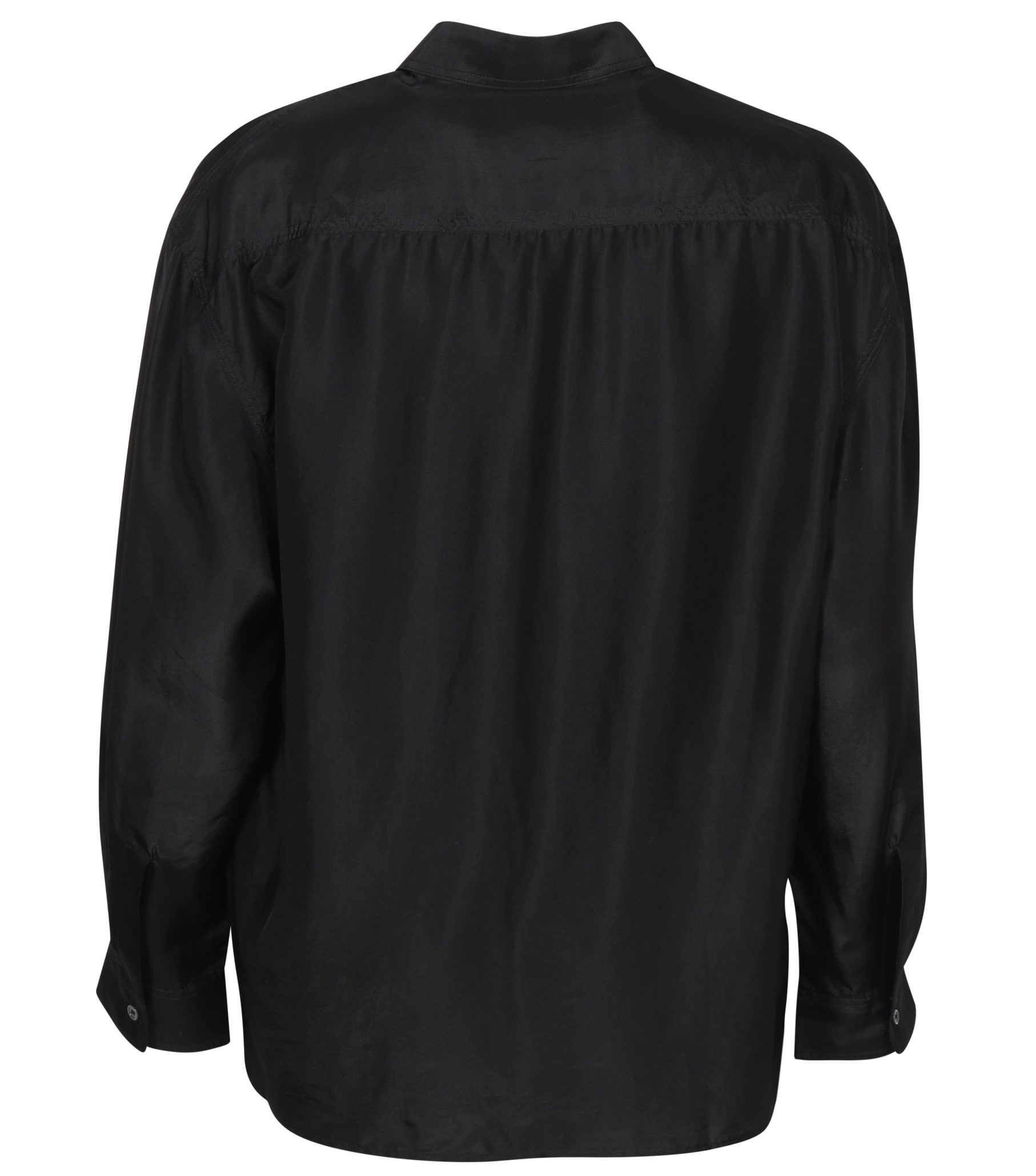 R13 Oversize Pocket Silk Shirt in Overdyed Black