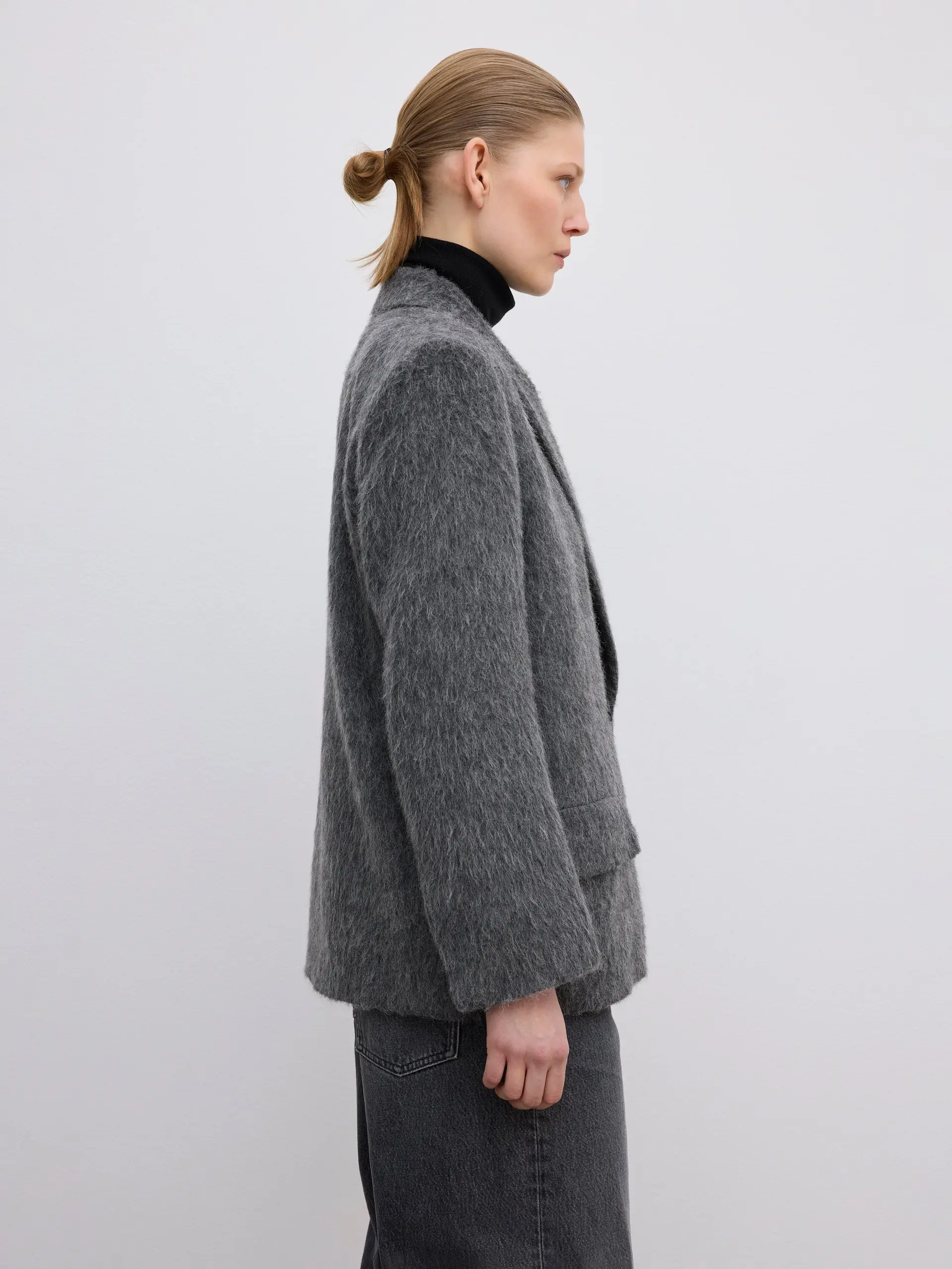 DAGMAR Brushed Wool Blazer in Grey