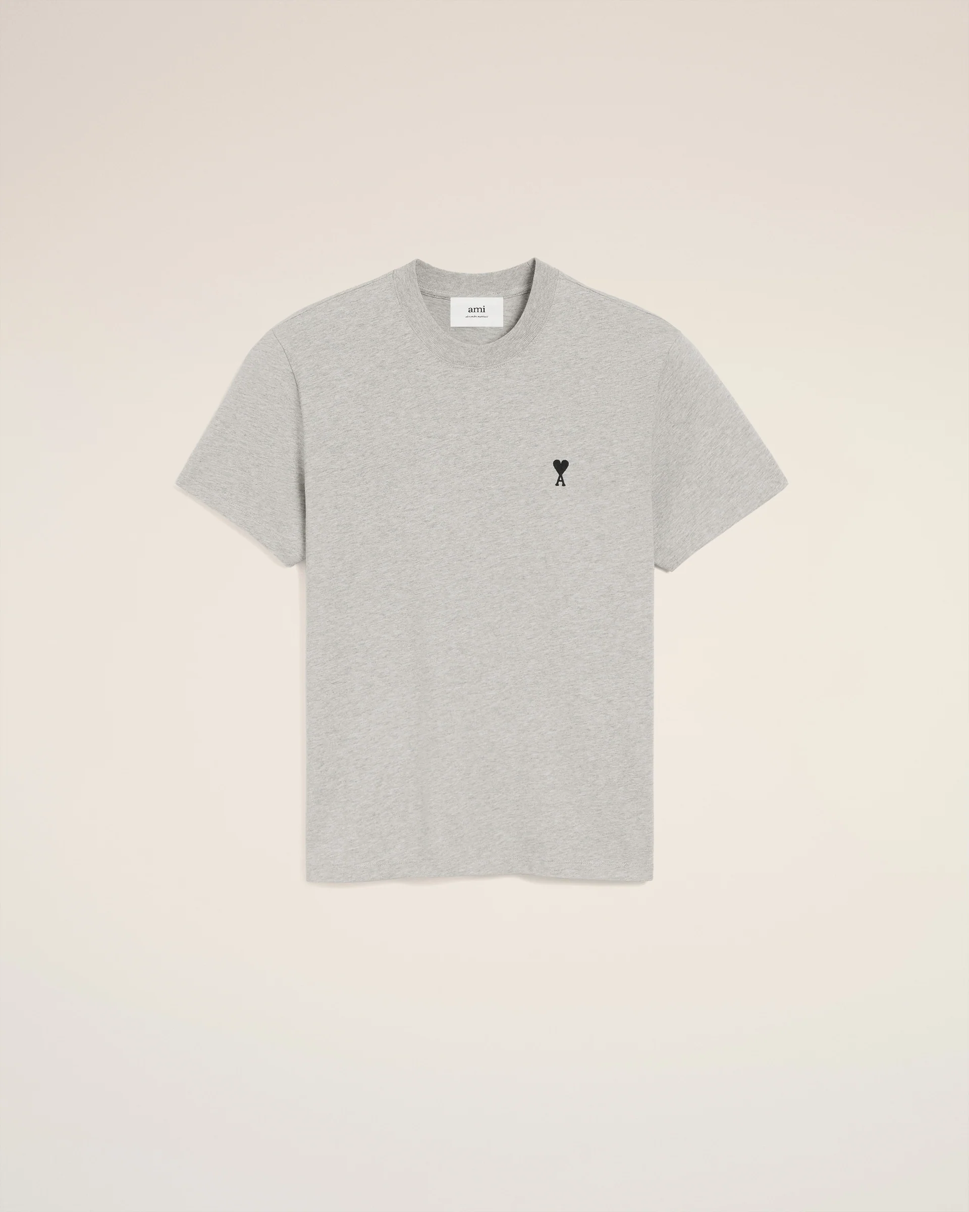 AMI PARIS de Coeur Logo T-Shirt in Heather Ash Grey/Black 3XL