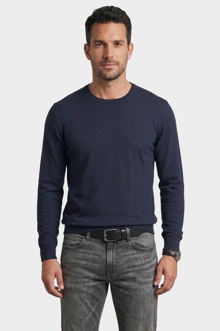 TRANSIT UOMO Light Knit Longsleeve in Blue