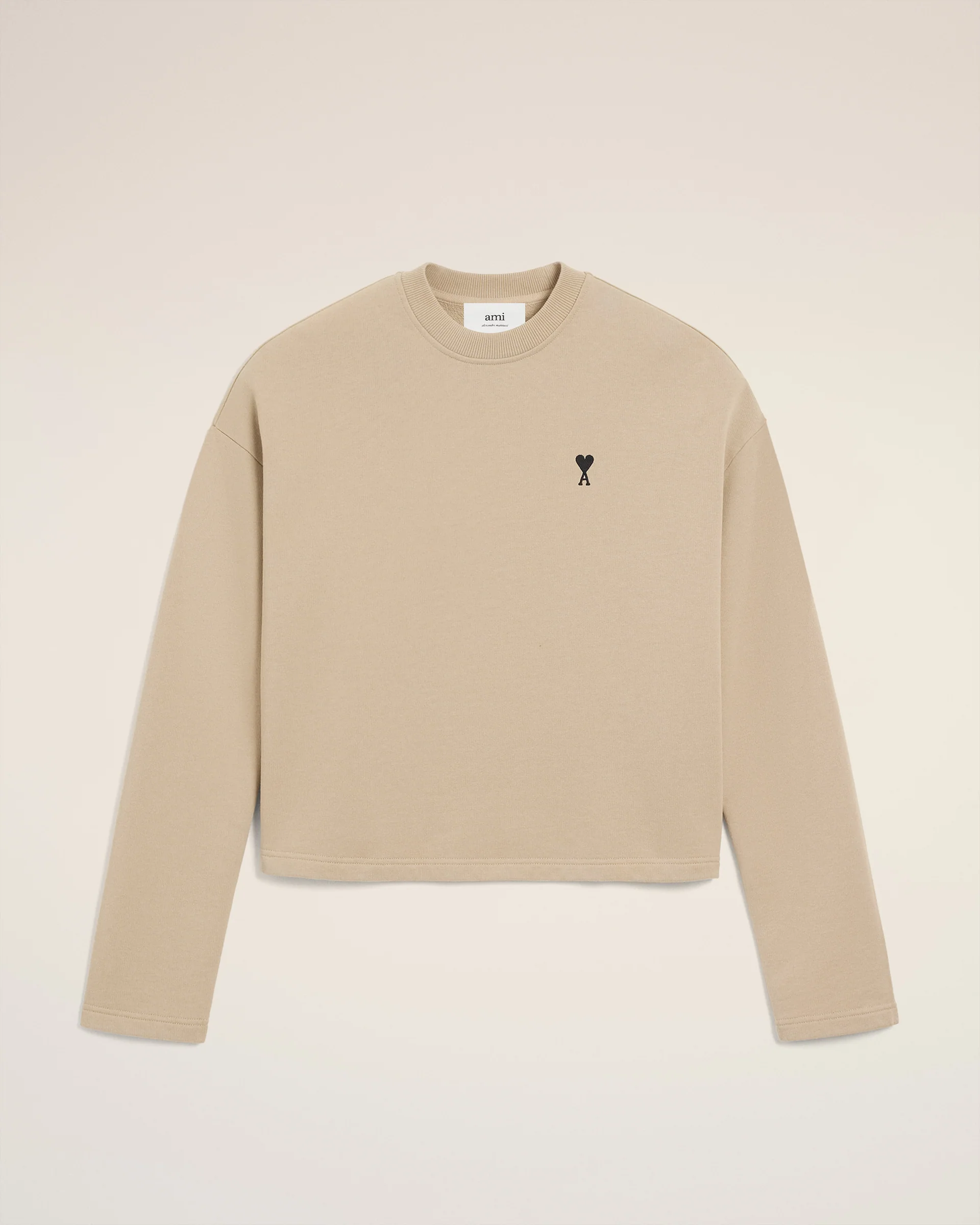 AMI PARIS de Coeur Cropped Sweatshirt in White Coffee