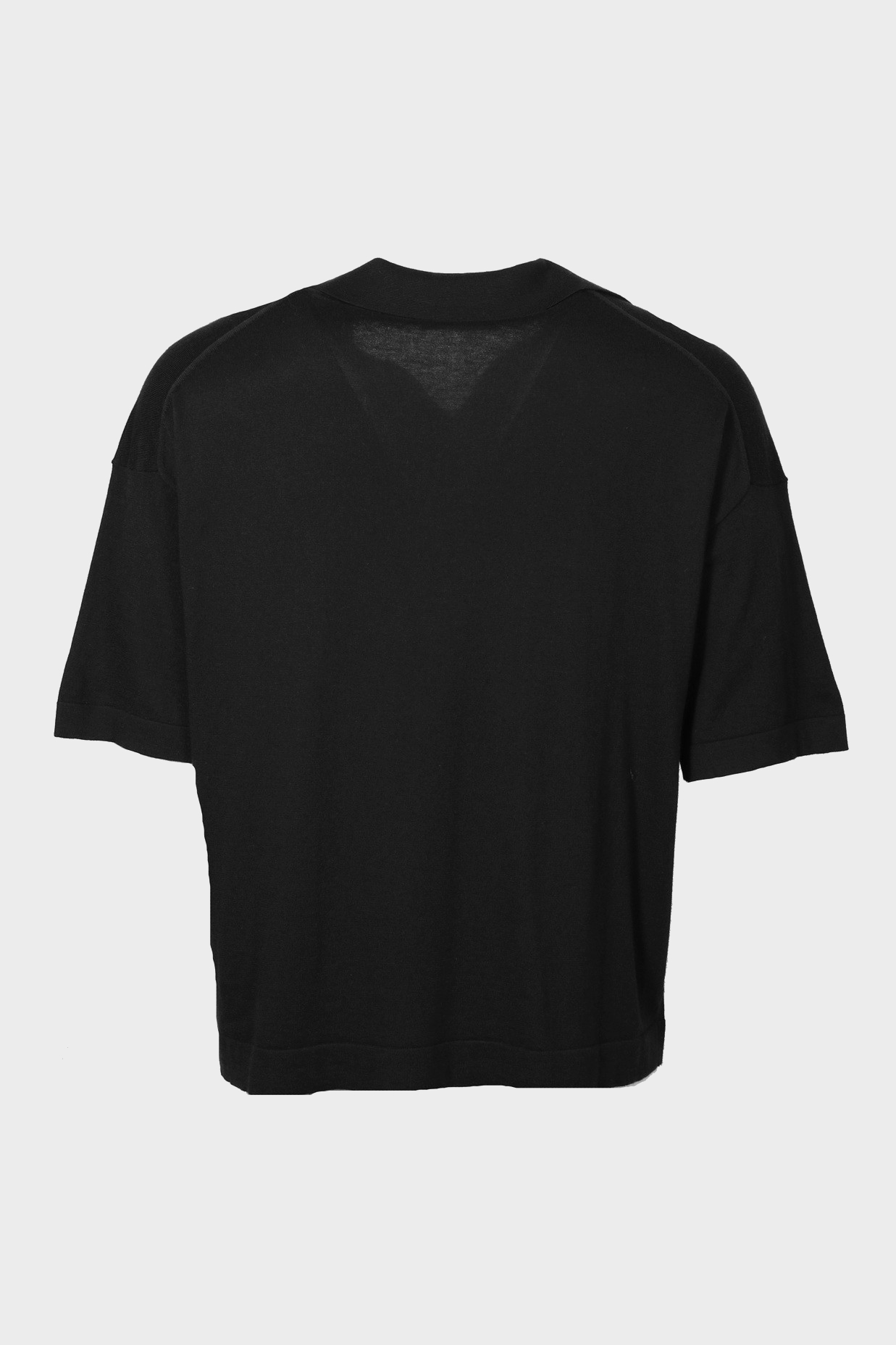 YACAIA Cotton/Cashmere Polo Shirt in Black