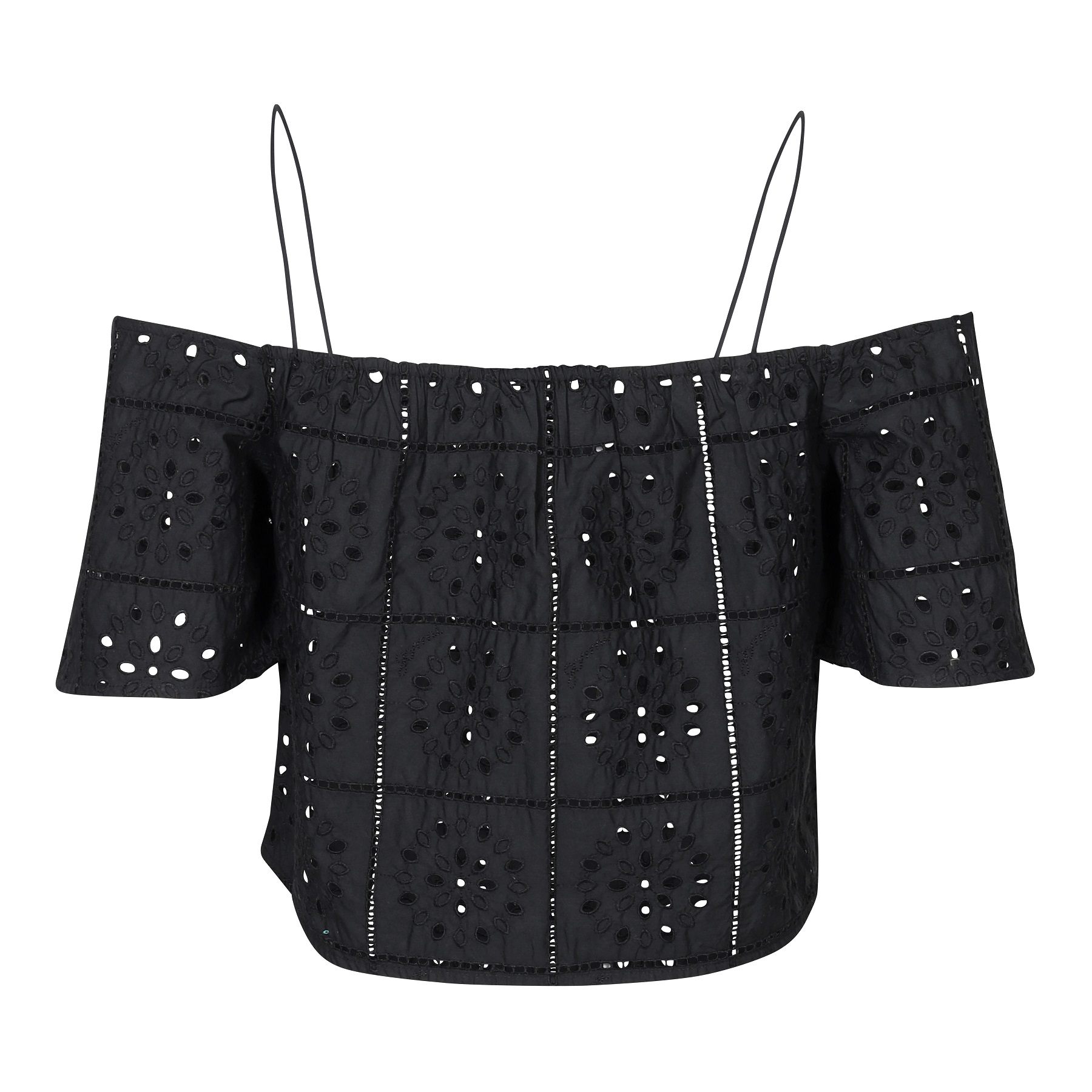 GANNI Broderie Anglaise Top in Black 34