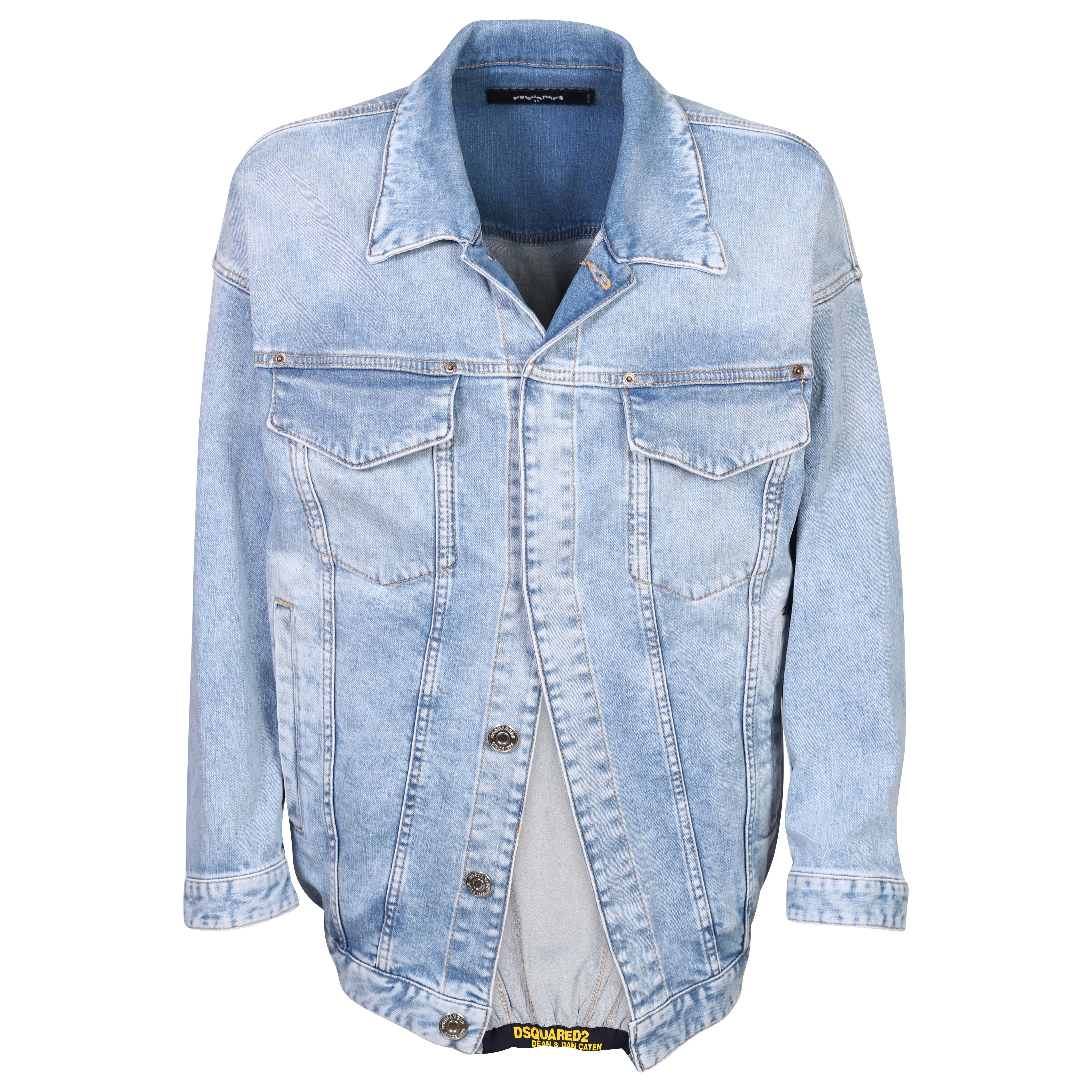 Dsquared Oversized Denim Jacket Light Blue Washed