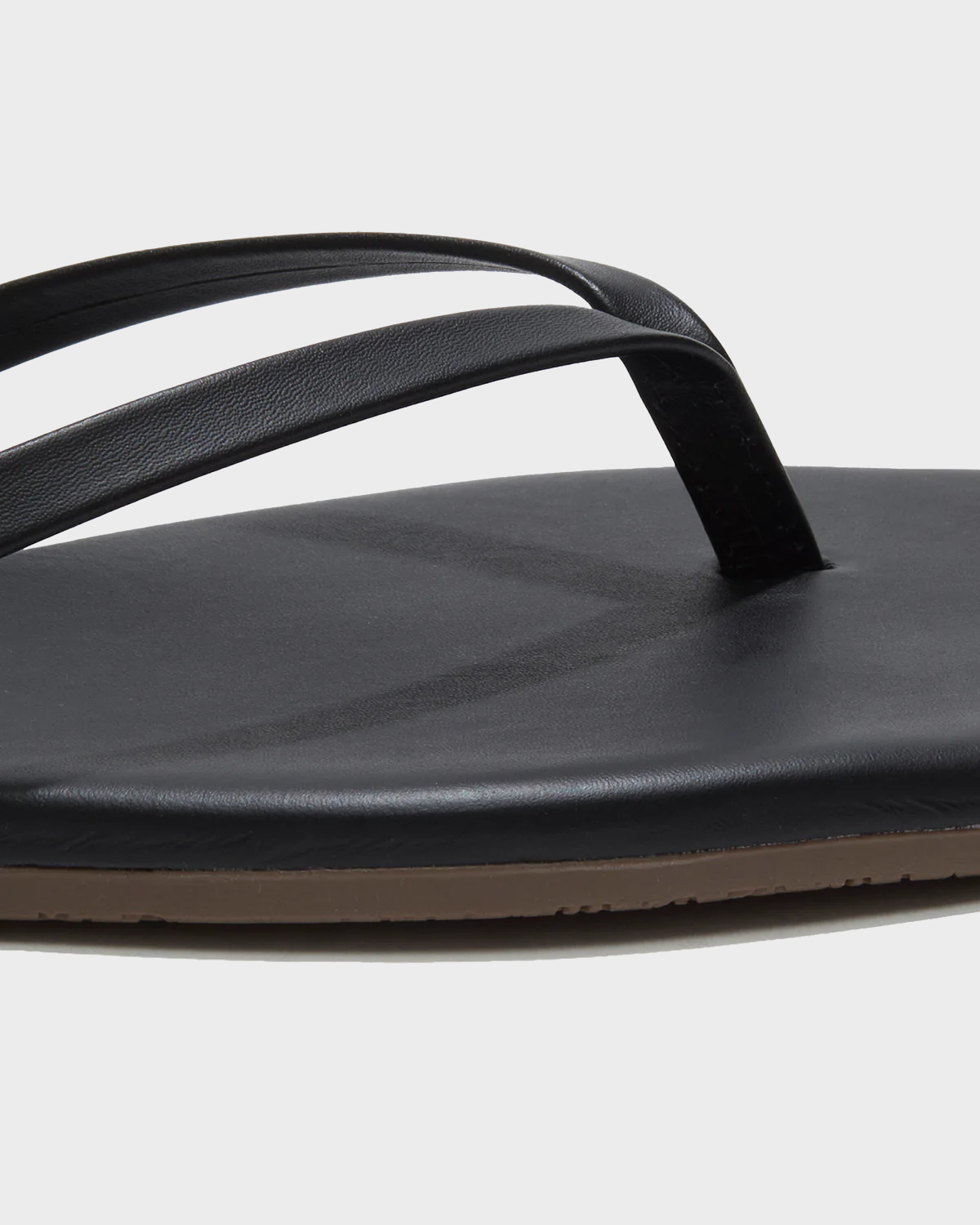 TKEES Square Toe Lily Leather Flip Flop in Black