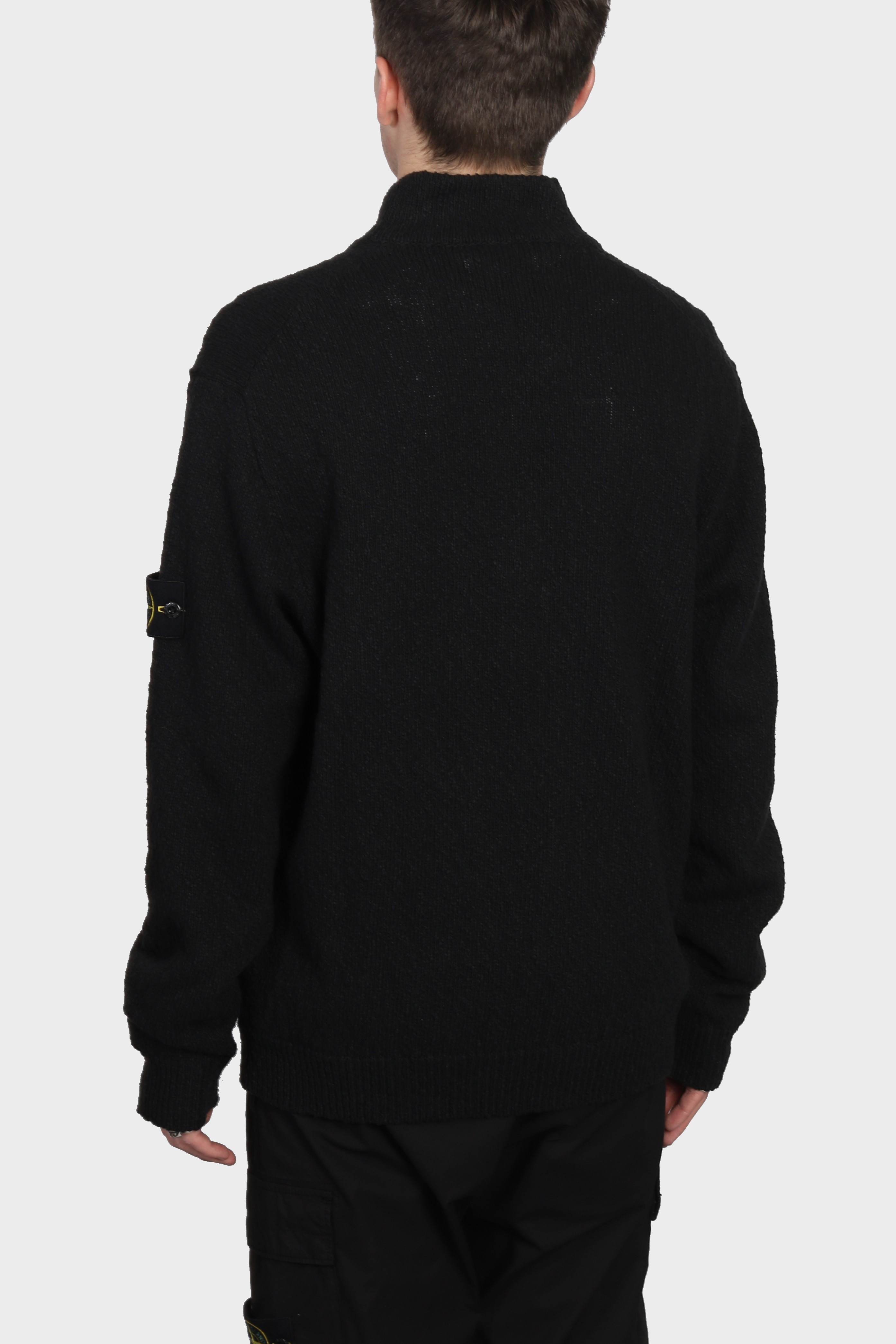 STONE ISLAND Summer Knit Half Zip Pullover in Black 3XL