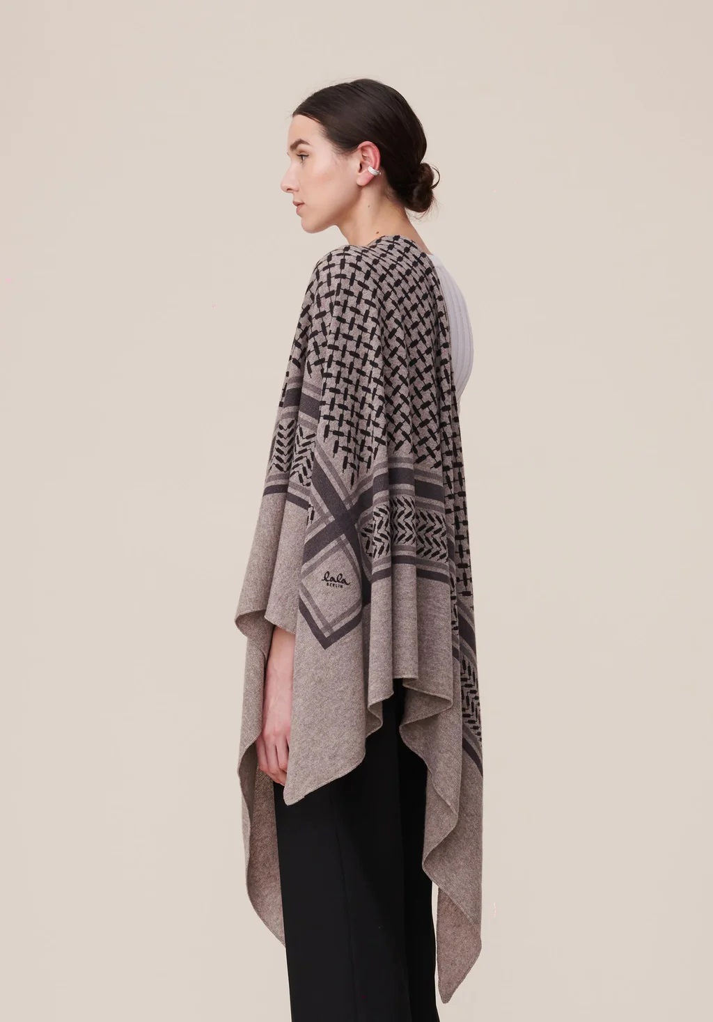 Lala Berlin Cashmere Scarf Large Triangle Taupe Melange