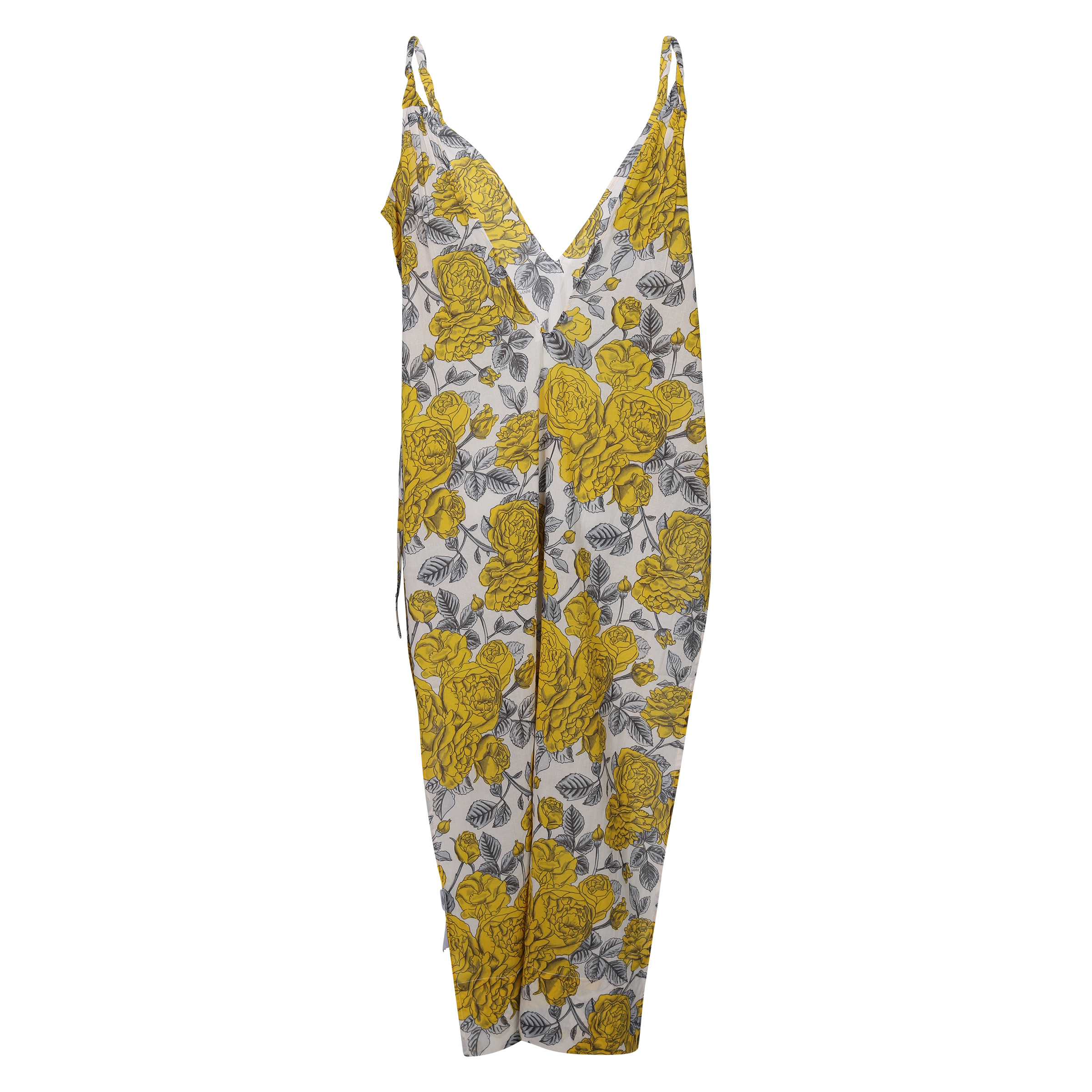 Ganni Light Cotton Dress Yellow Printed