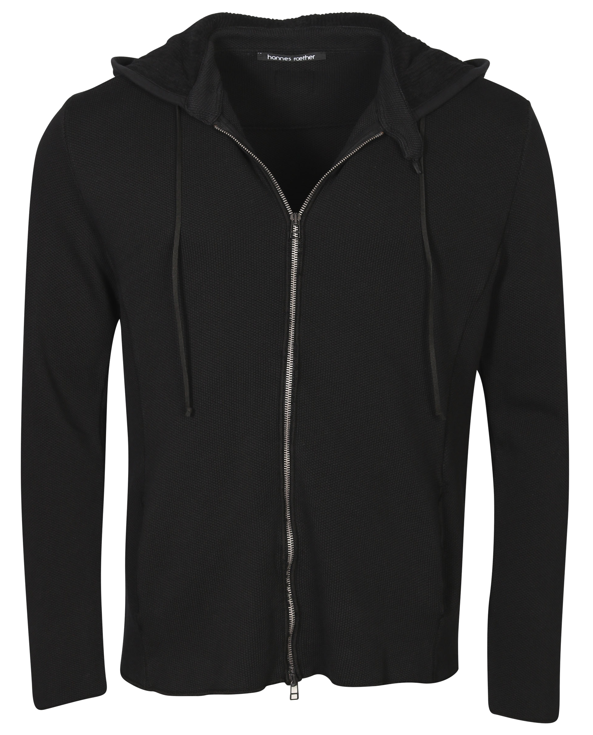 Hannes Roether Hooded Zip Cardigan Black