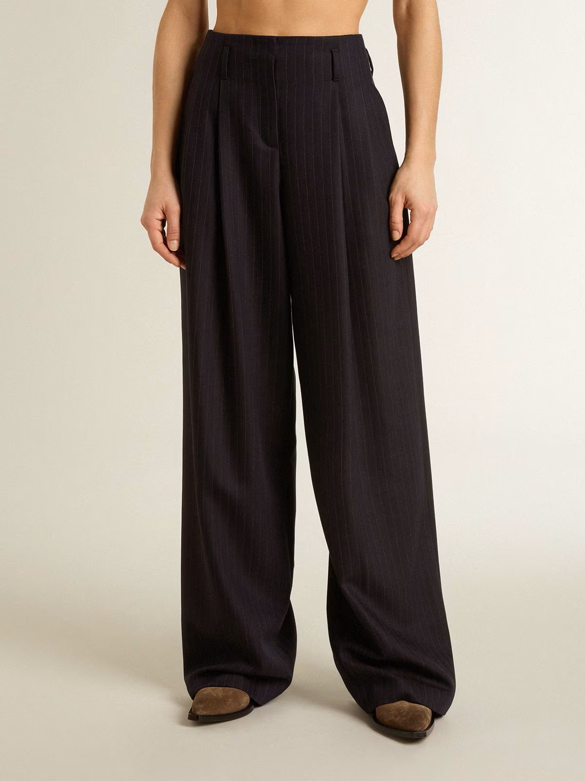 GOLDEN GOOSE Sartorial Pleated Flavia Pant Pinstripe