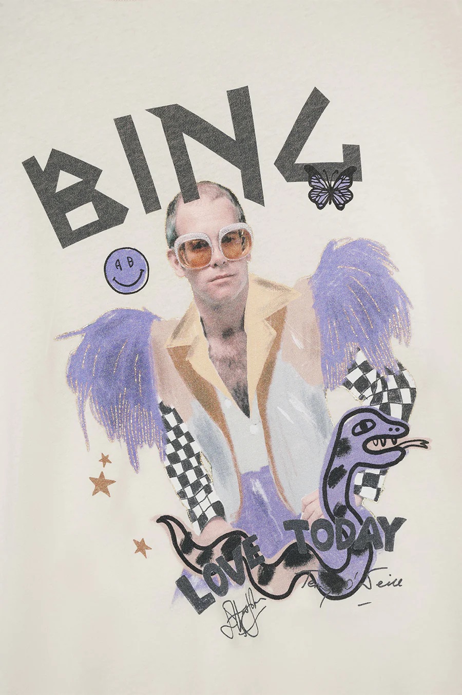ANINE BING Lily Tee Elton John in Cream M