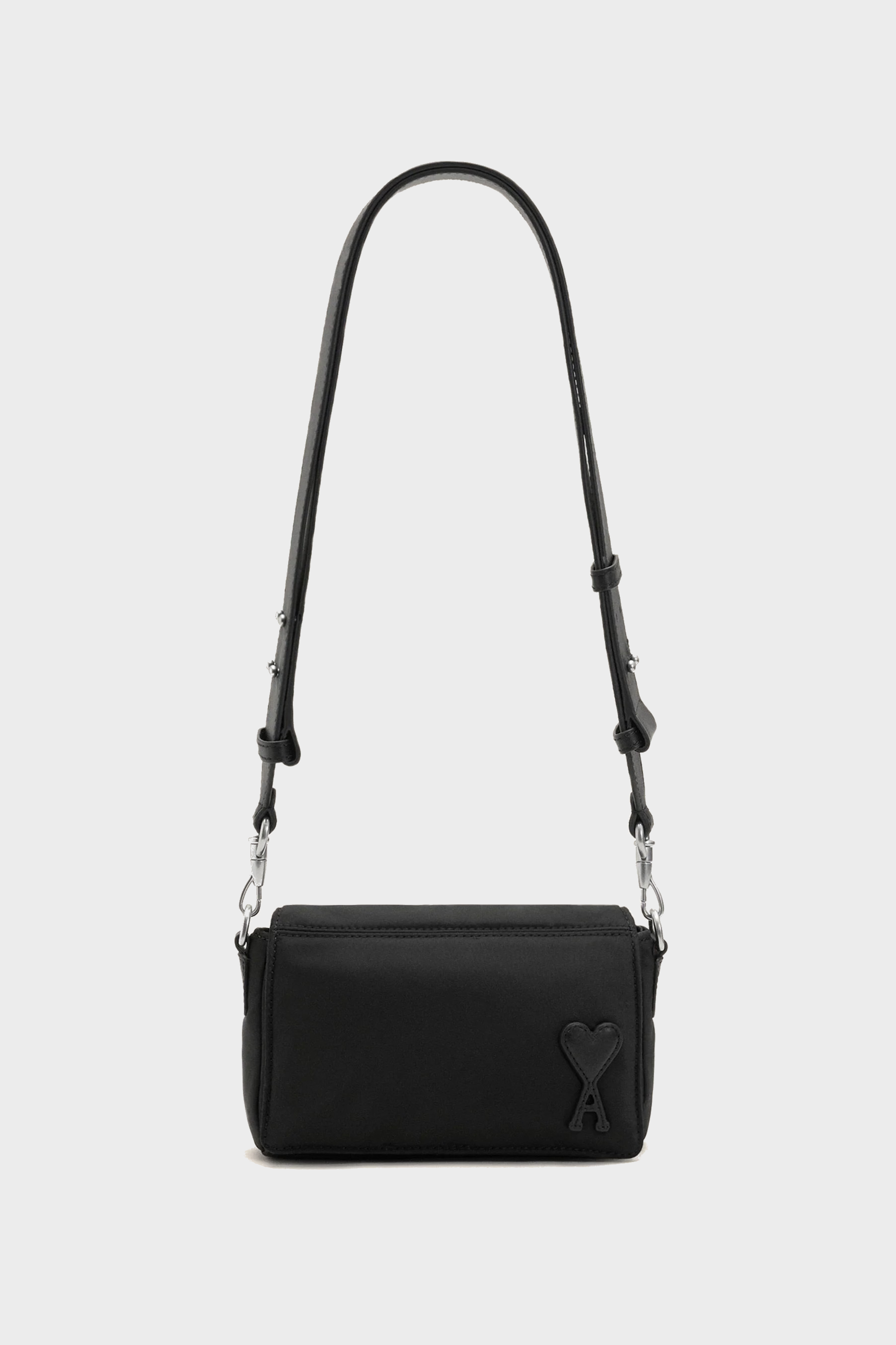 AMI PARIS Marcel Lunch Box Crossbody/Shoulder Nylon Bag in Black