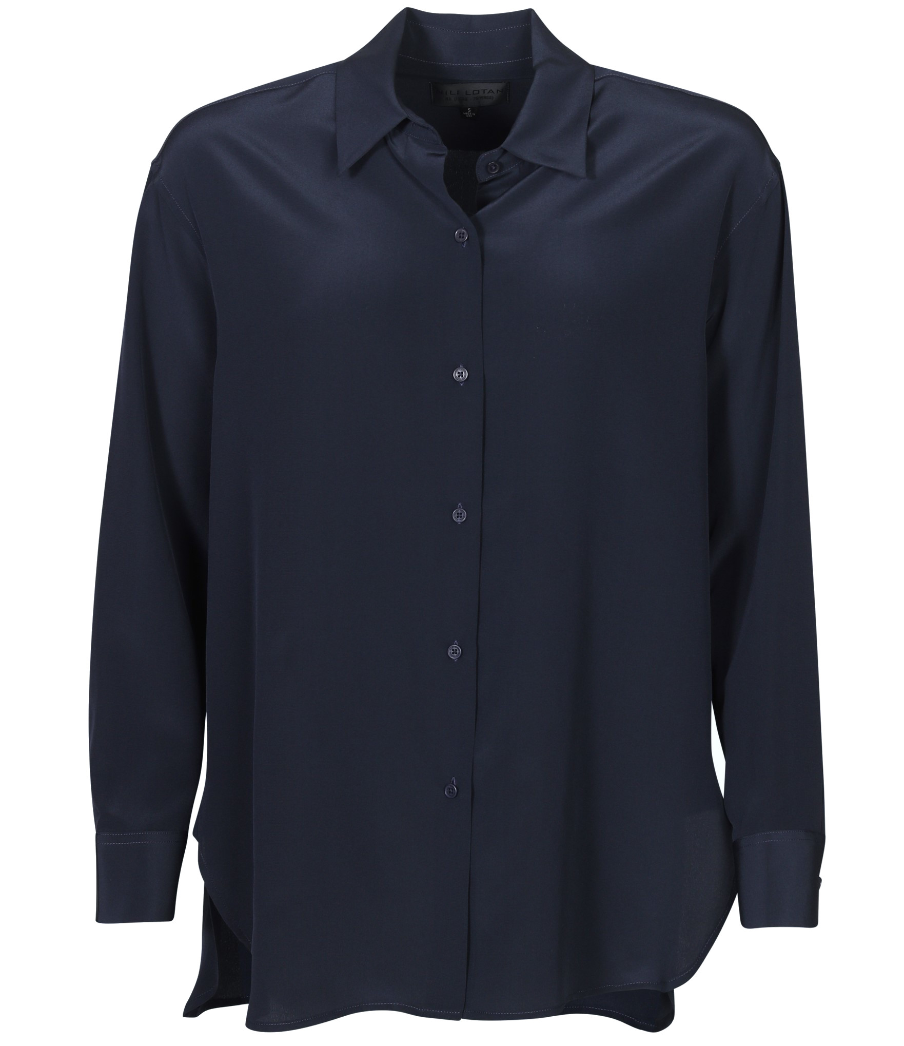 NILI LOTAN Julien Silk Shirt in Navy M