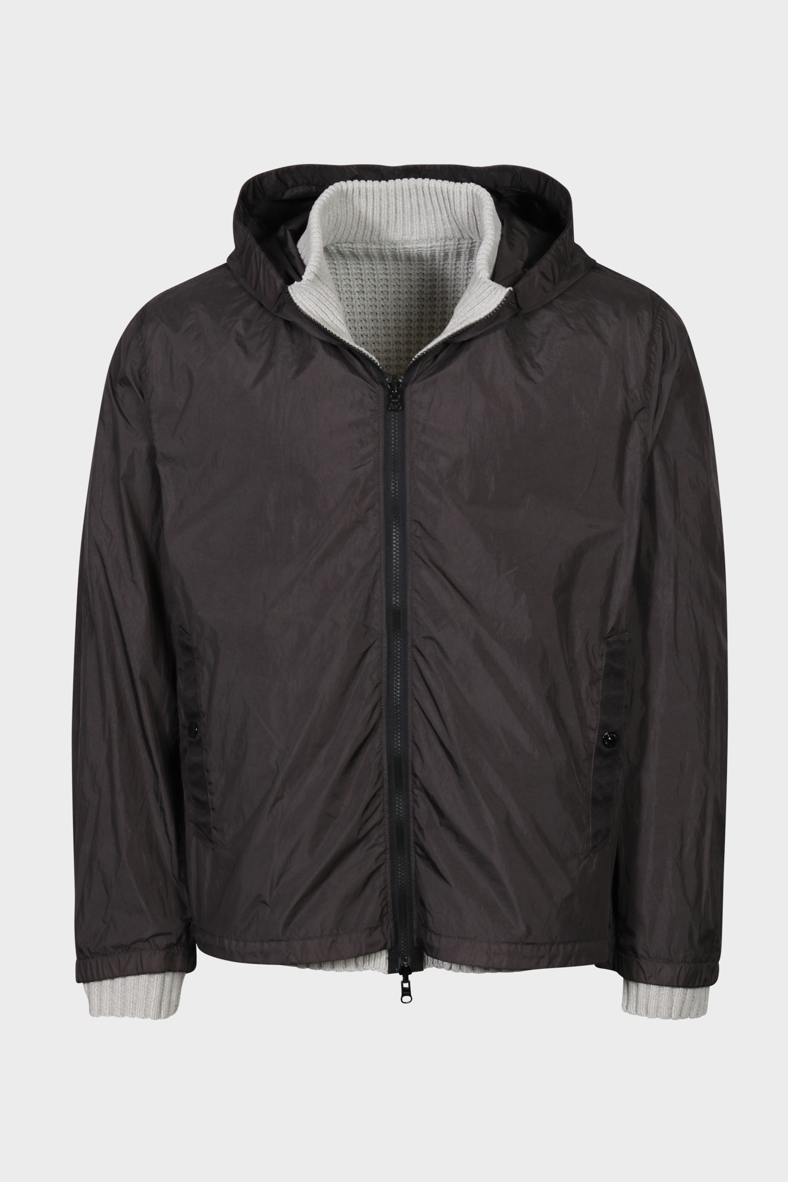 STONE ISLAND Reversible Padded Cotton Knit Jacket in Light Grey