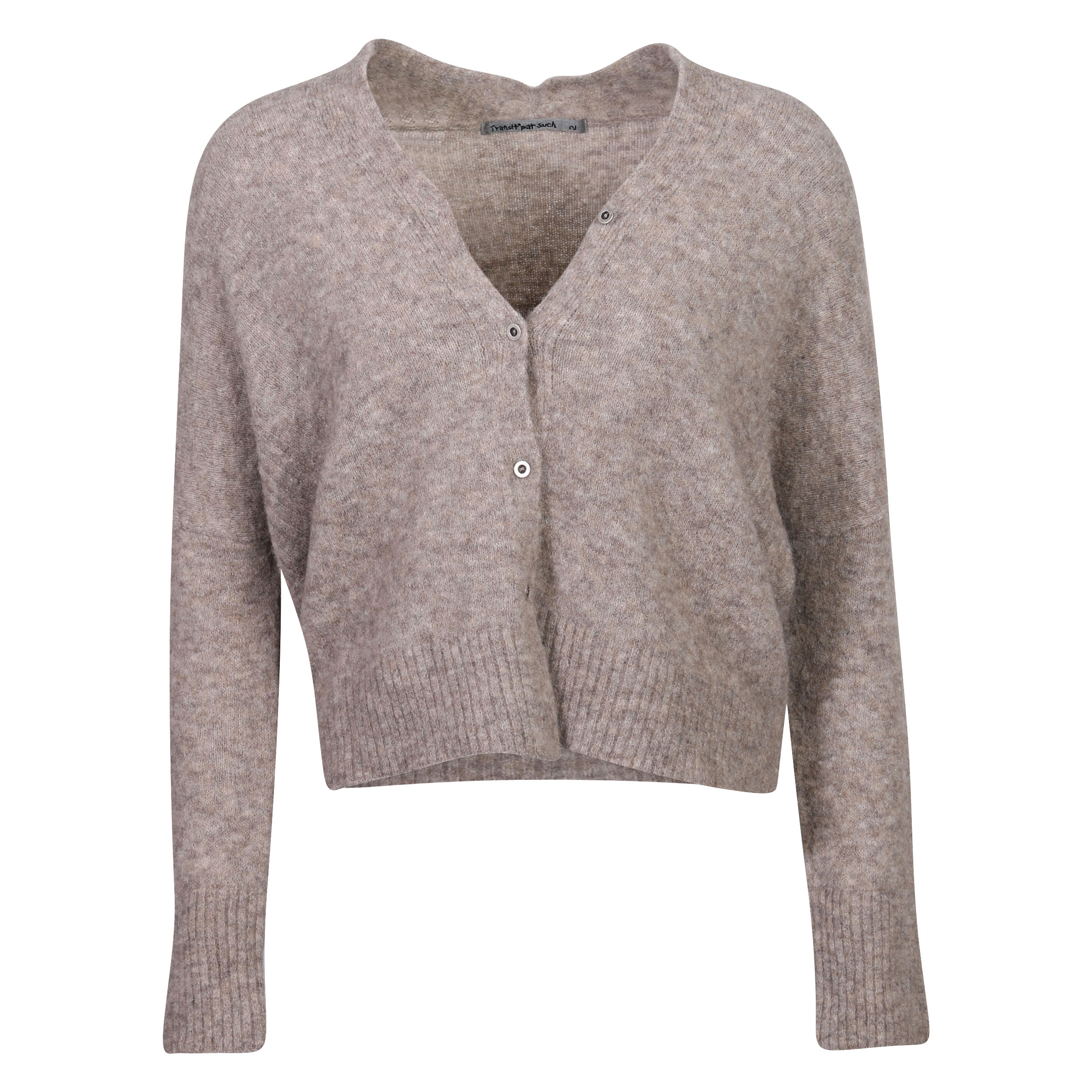 Transit Par Such Fluffy Knit Cardigan Beige Melange