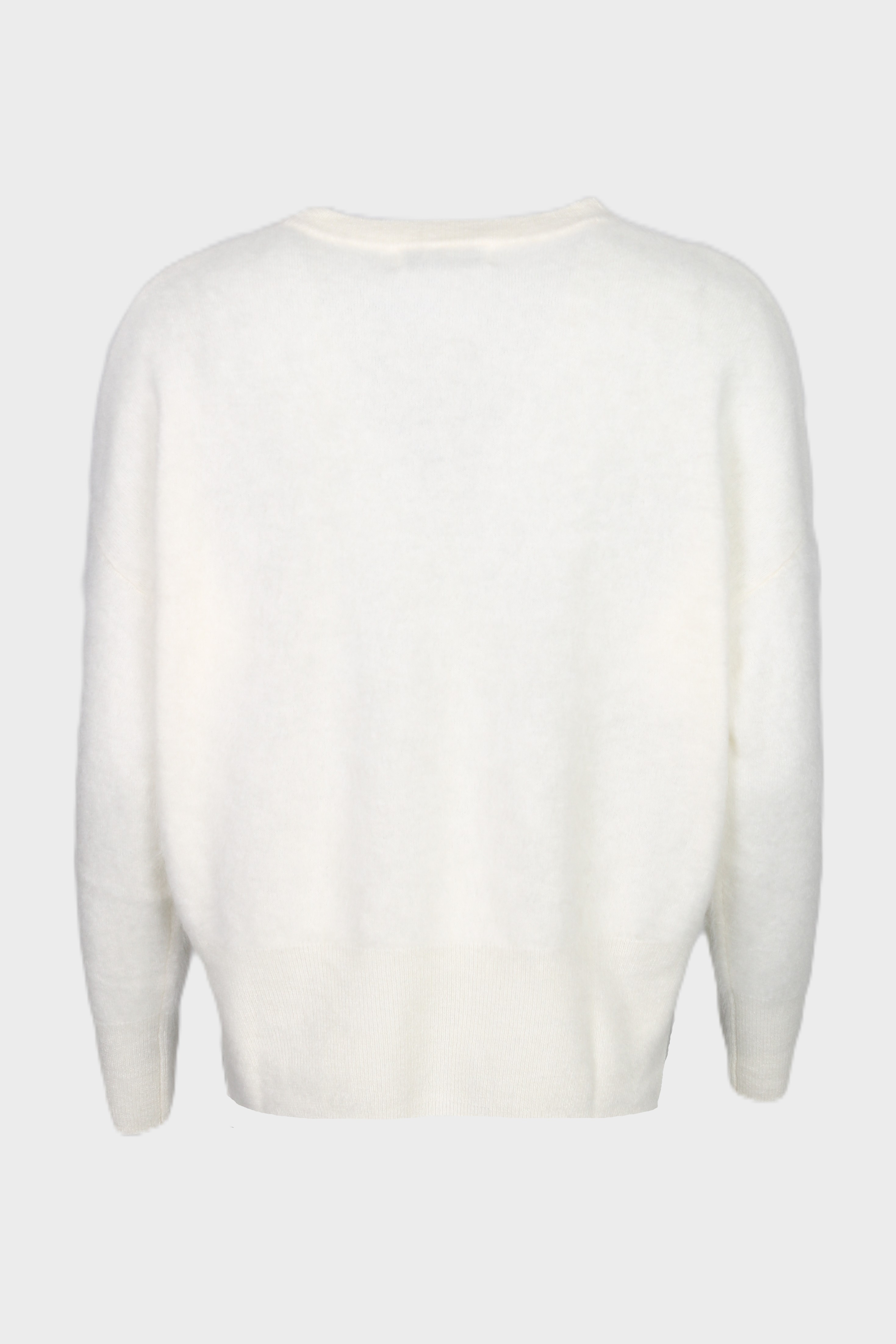 FLONA Cashmere Fluffy Crewneck Sweater in Offwhite M