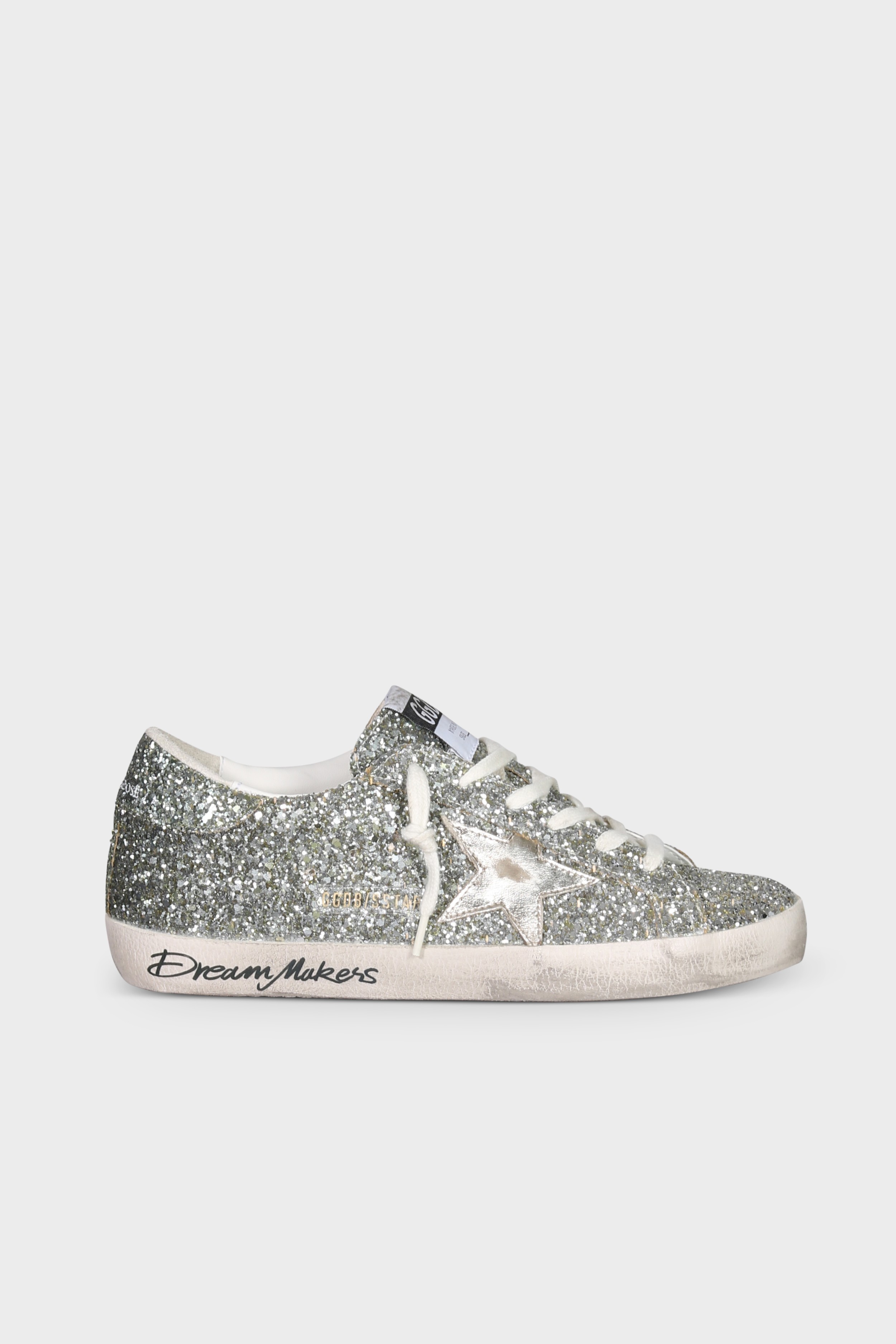 GOLDEN GOOSE Super Star Glitter in Platinum Green
