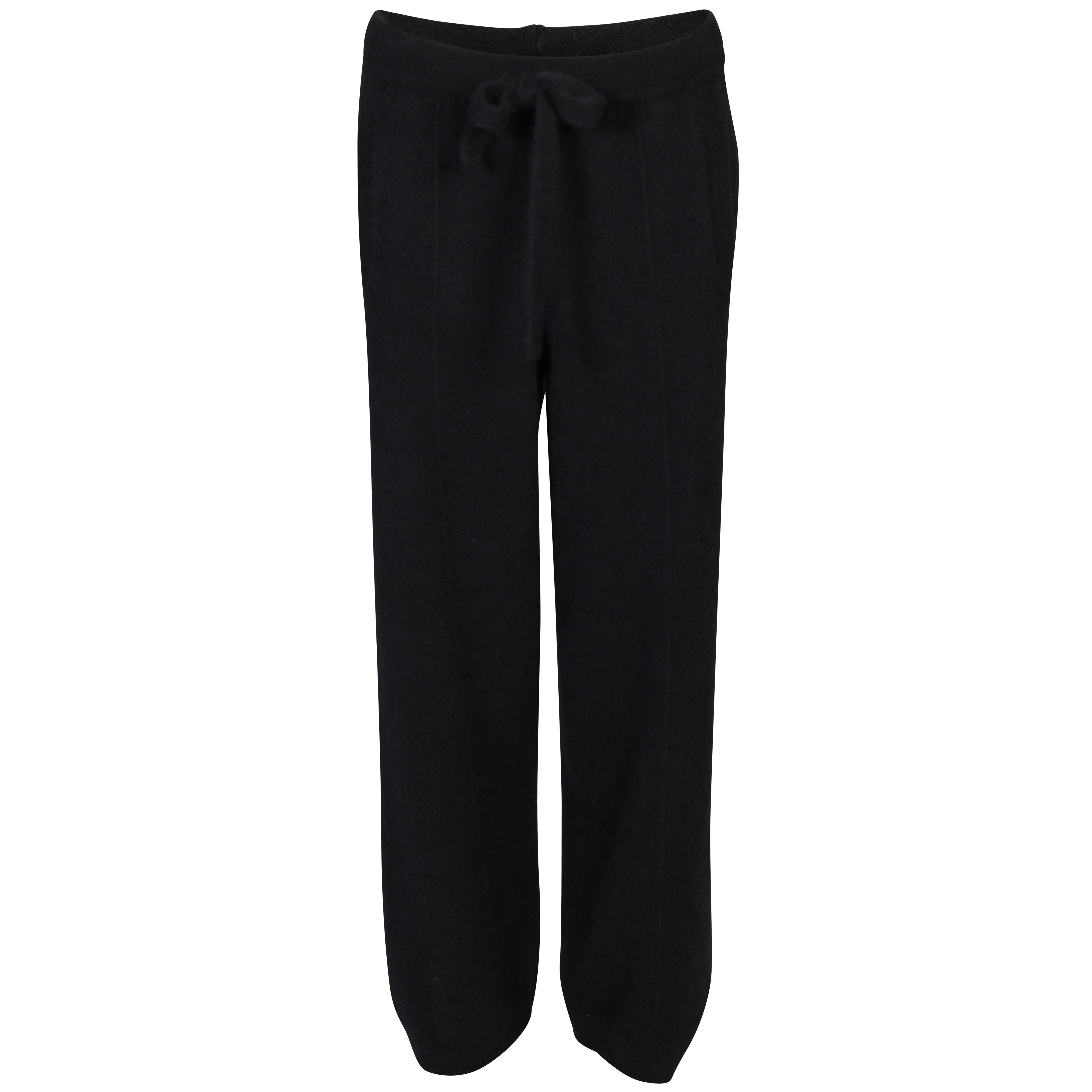 Laneus Soft Cashmere Wide Leg Jogging Pant in Black XS