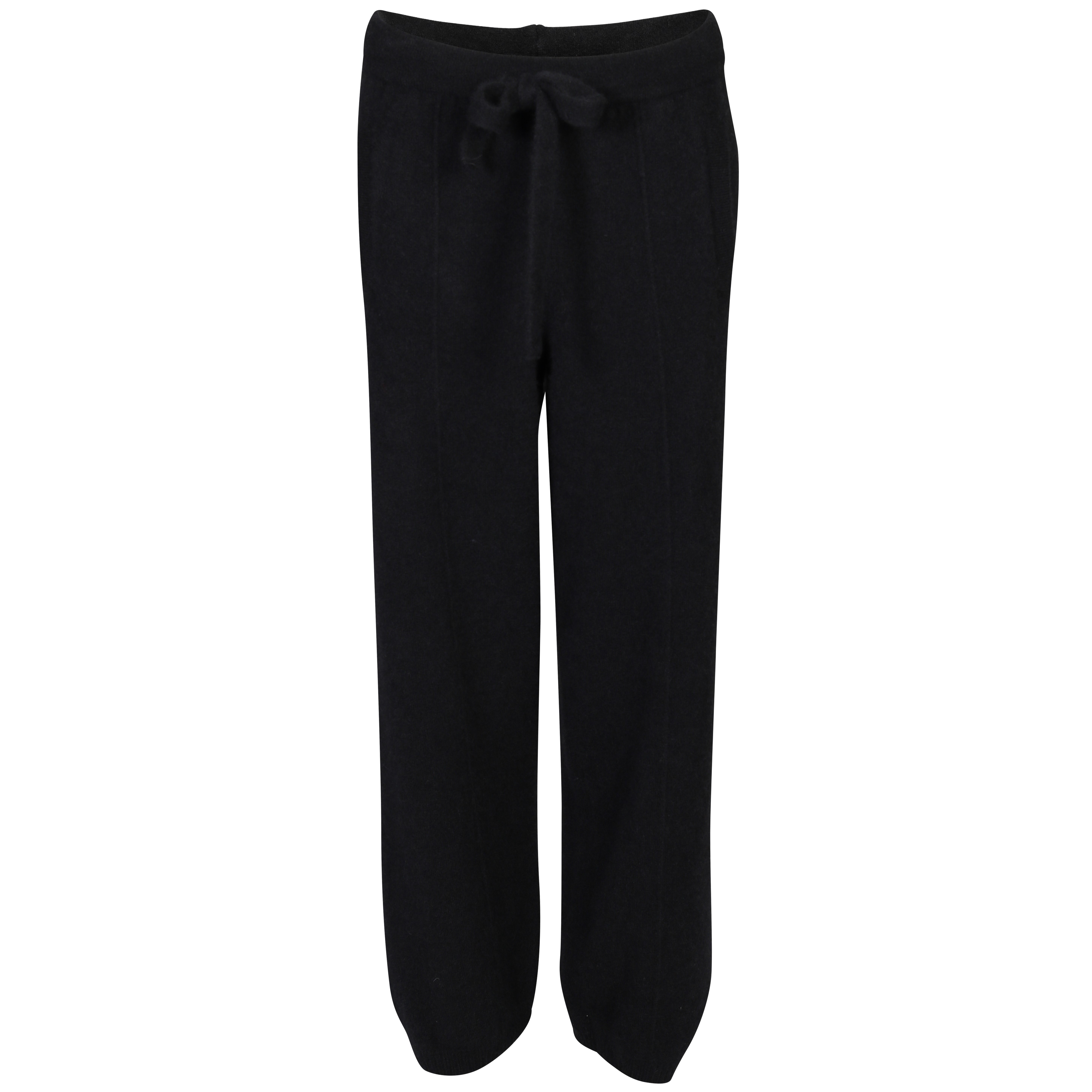 Laneus Soft Cashmere Wide Leg Jogging Pant in Black S