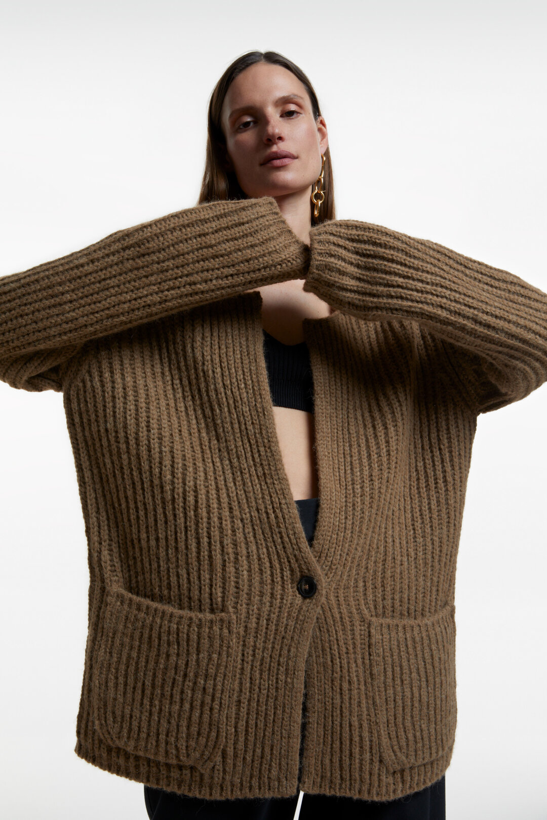 Closed Knit Cardigan in Golden Wood