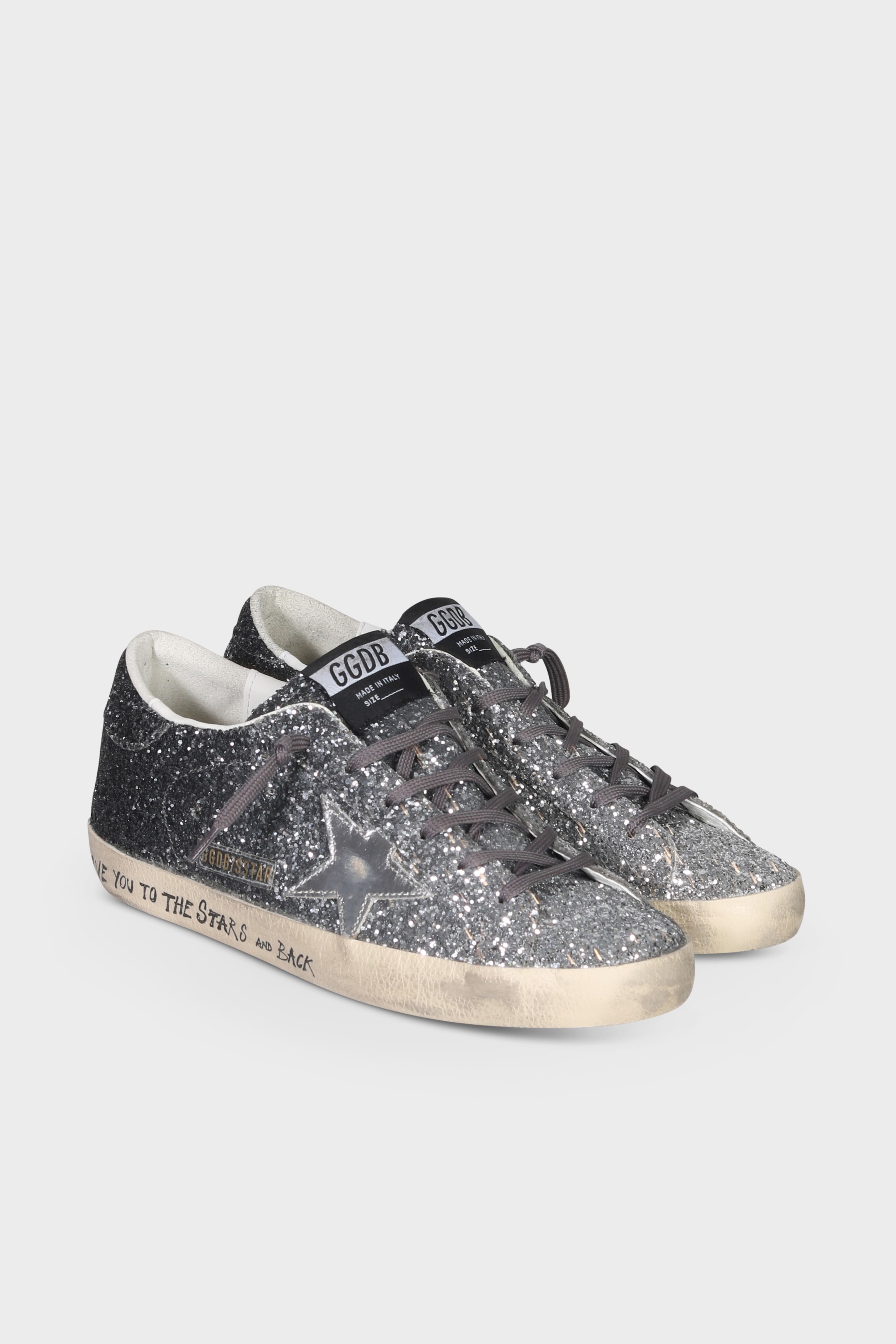 GOLDEN GOOSE Super-Star Glitter in Silver/Black