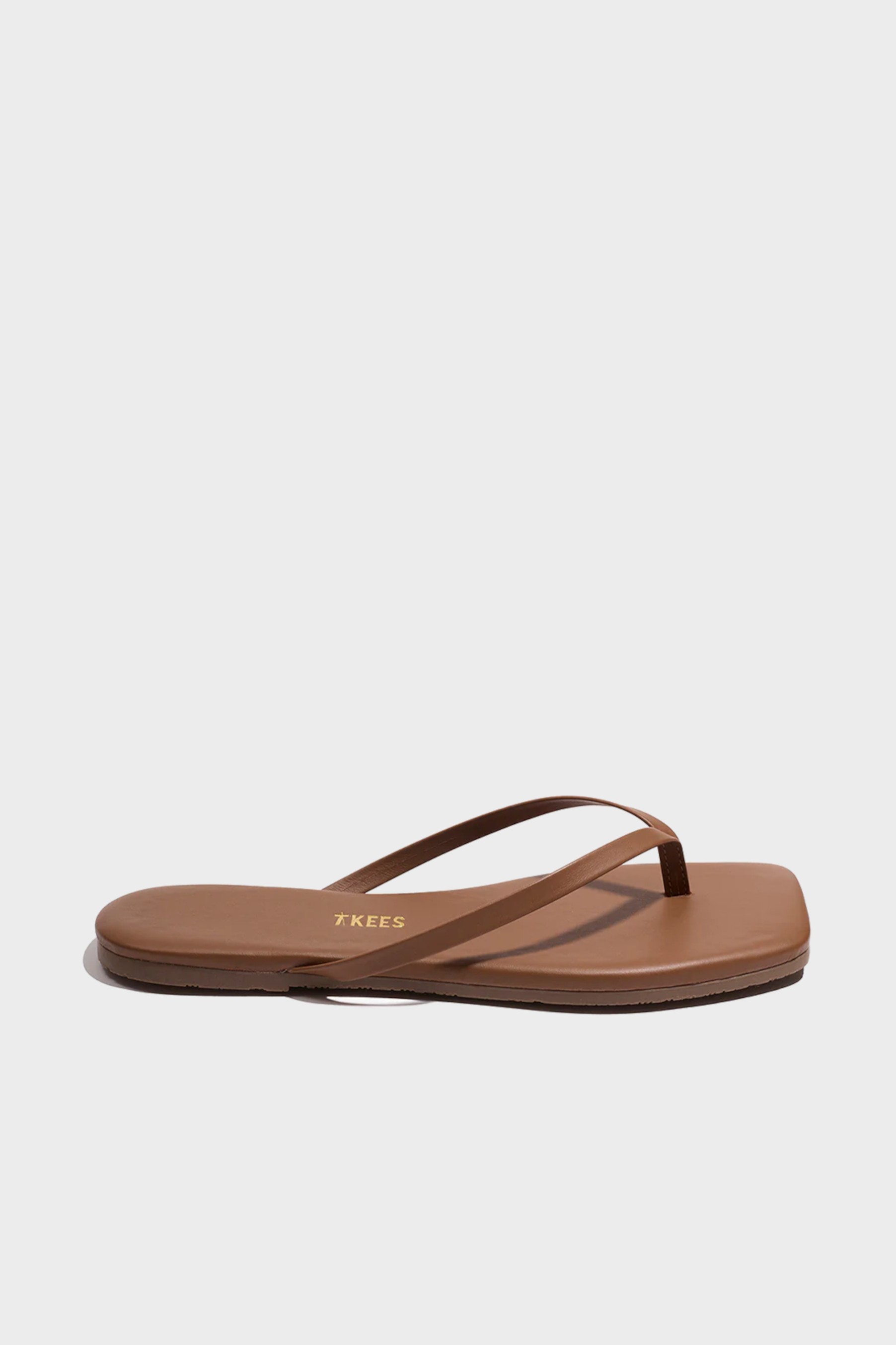 TKEES Square Toe Lily Leather Flip Flop in Camel 42