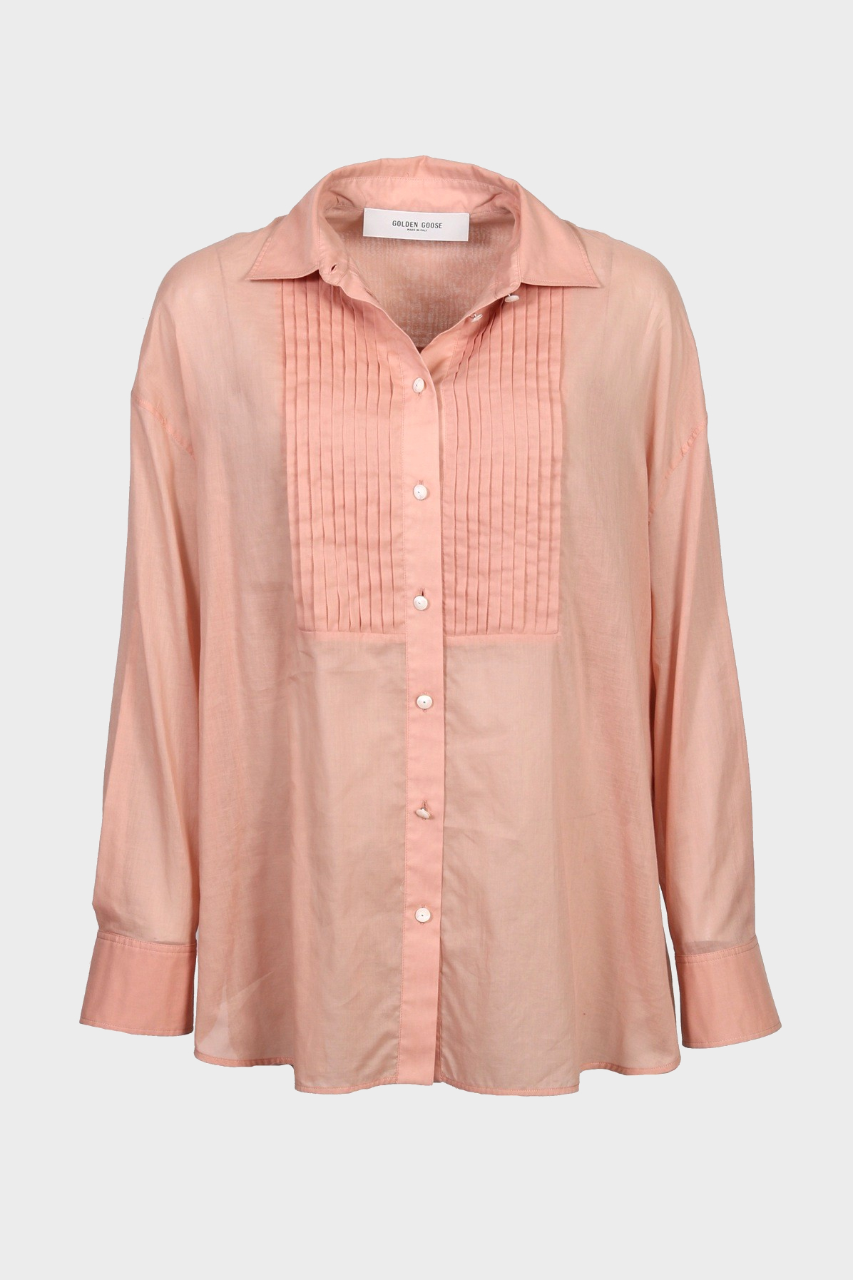 GOLDEN GOOSE Pleated Overshirt in Cotton Voile