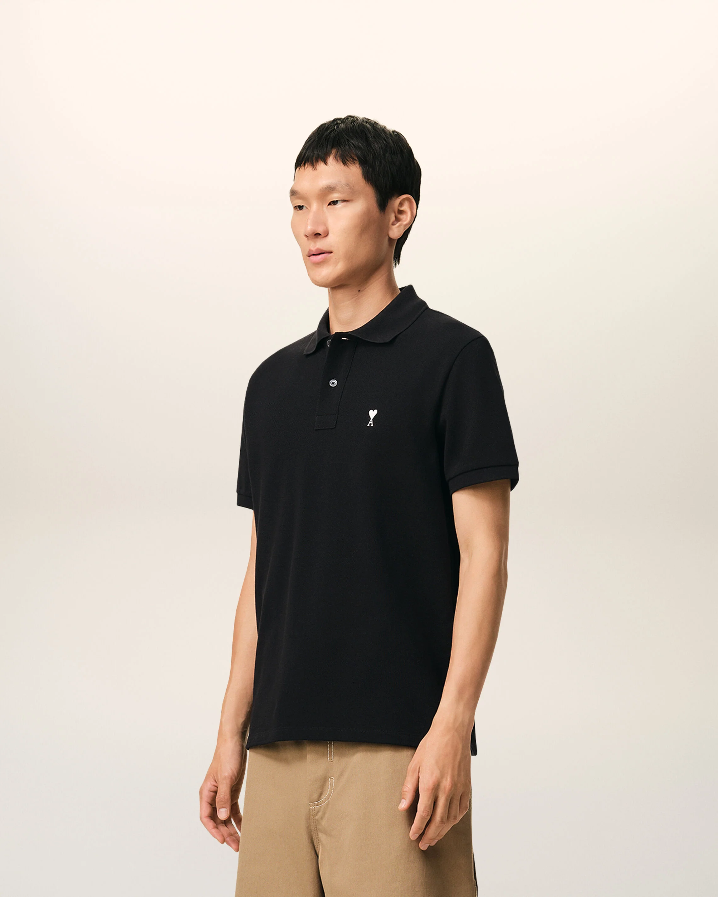 AMI PARIS de Coeur Polo Shirt in Black/White Logo