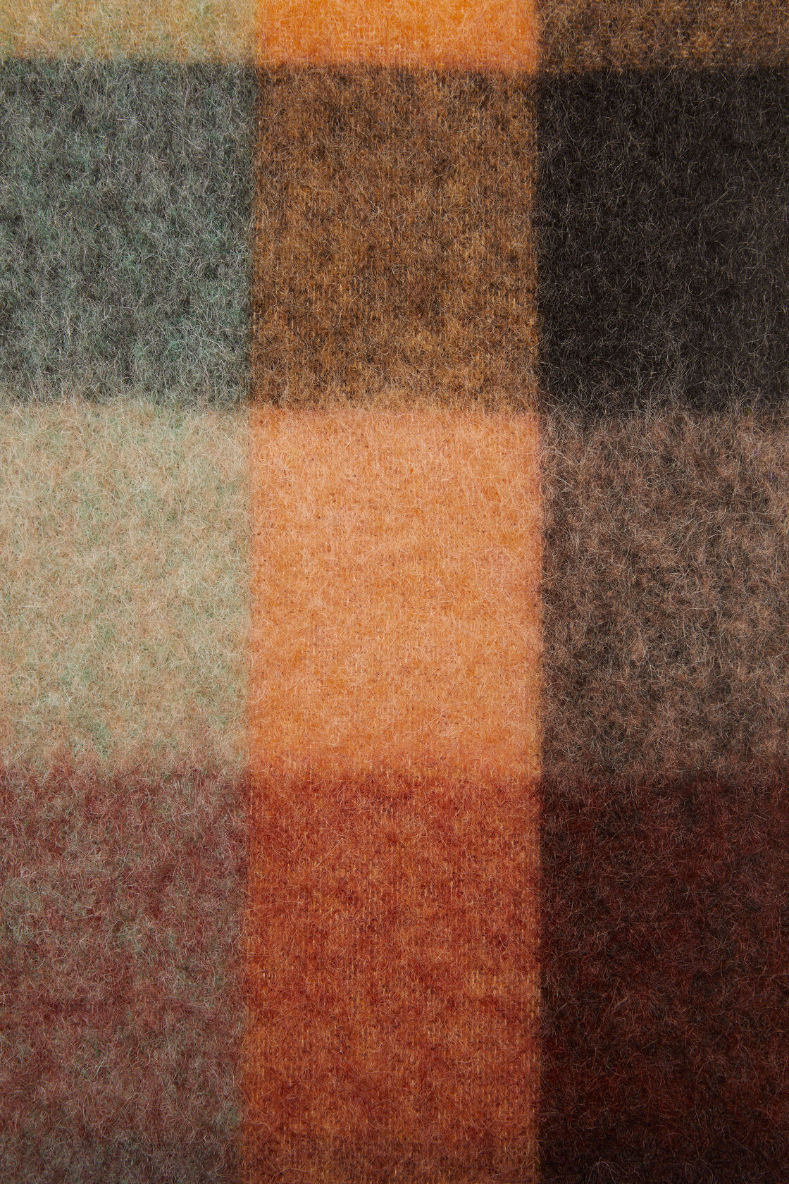 ACNE STUDIOS Fluffy Mohair Scarf in Chestnut/Yellow/Green