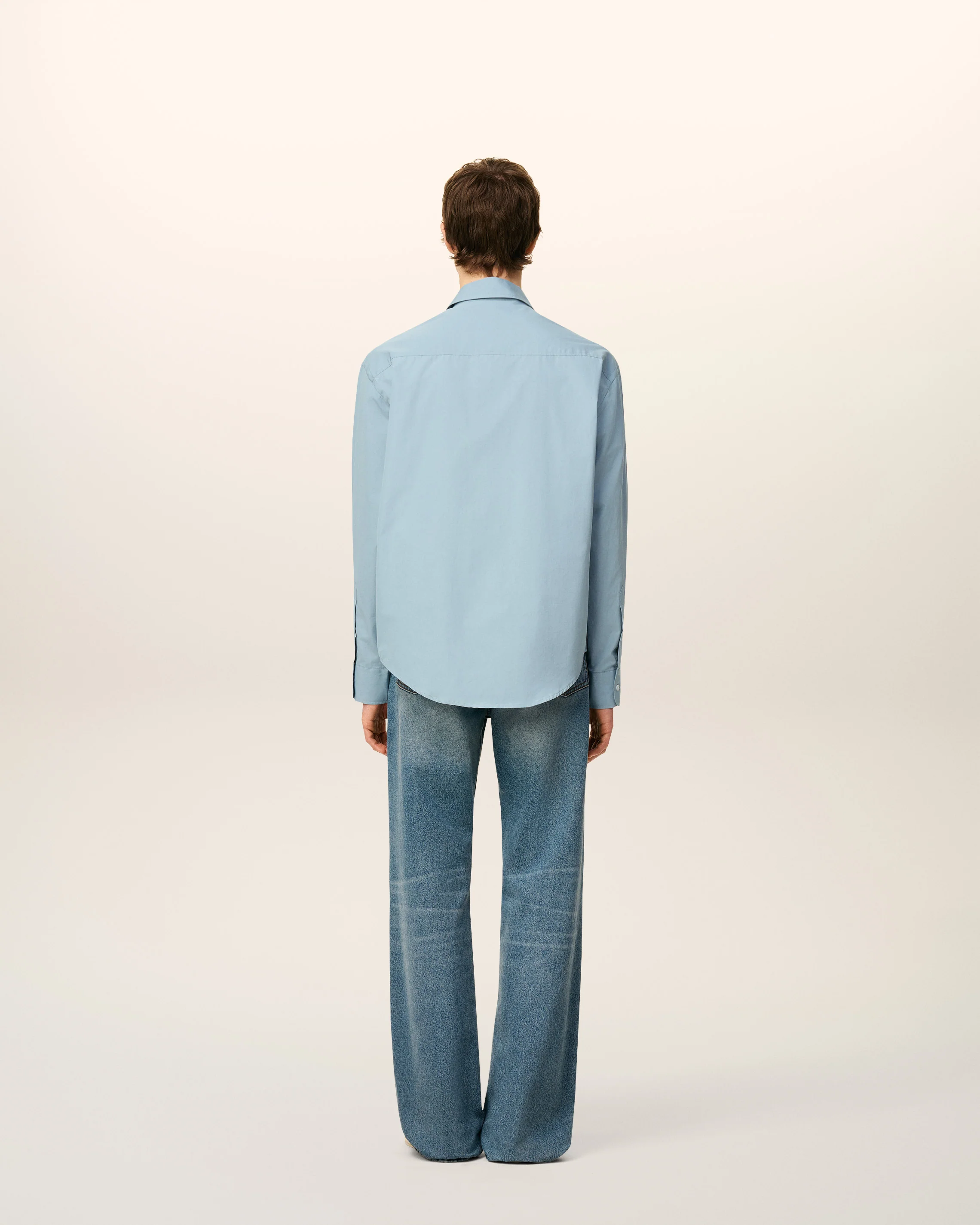 AMI PARIS de Coeur Embossed Boxy Shirt in Sky