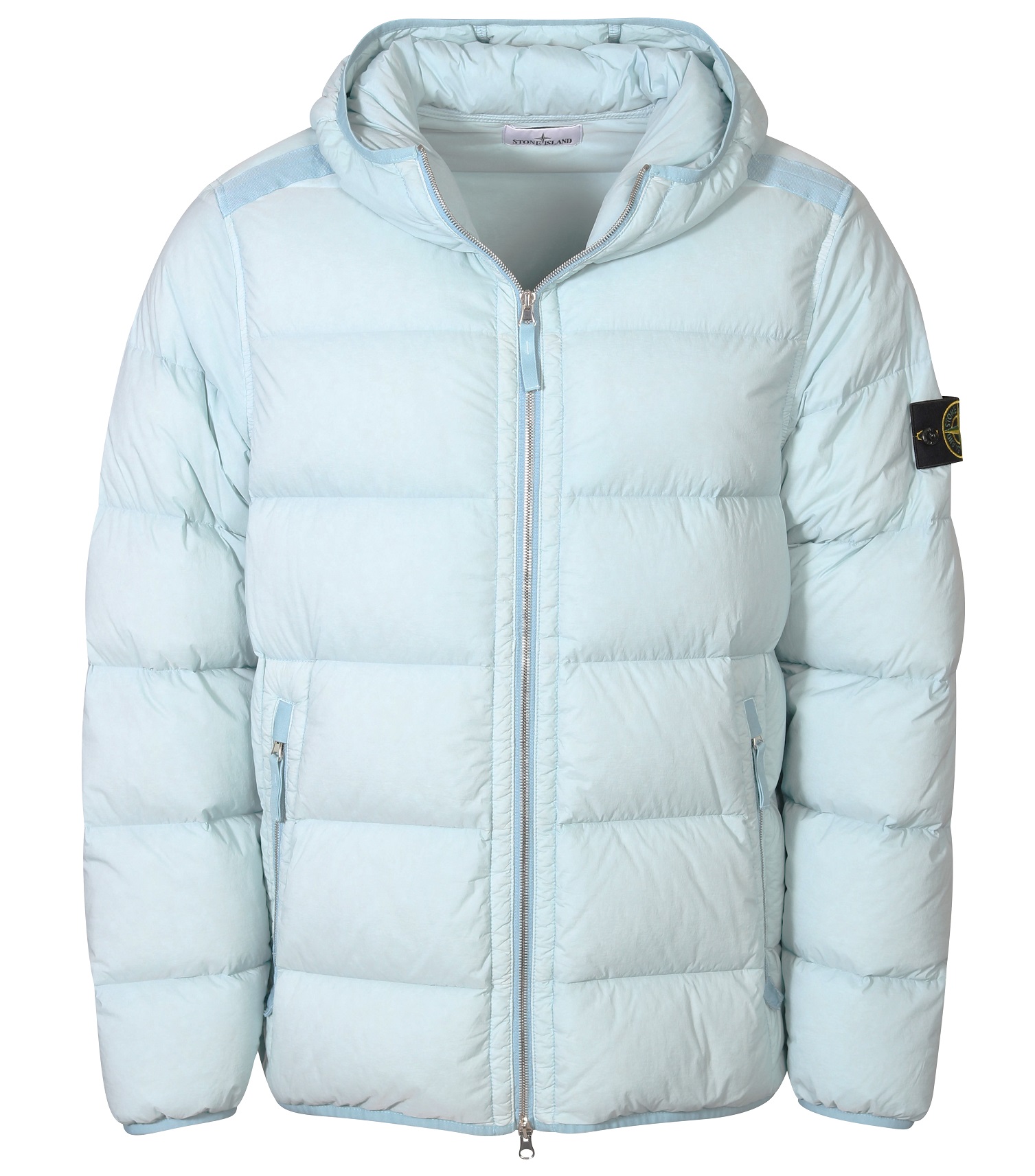 STONE ISLAND Hooded Down Jacket in Sky Blue