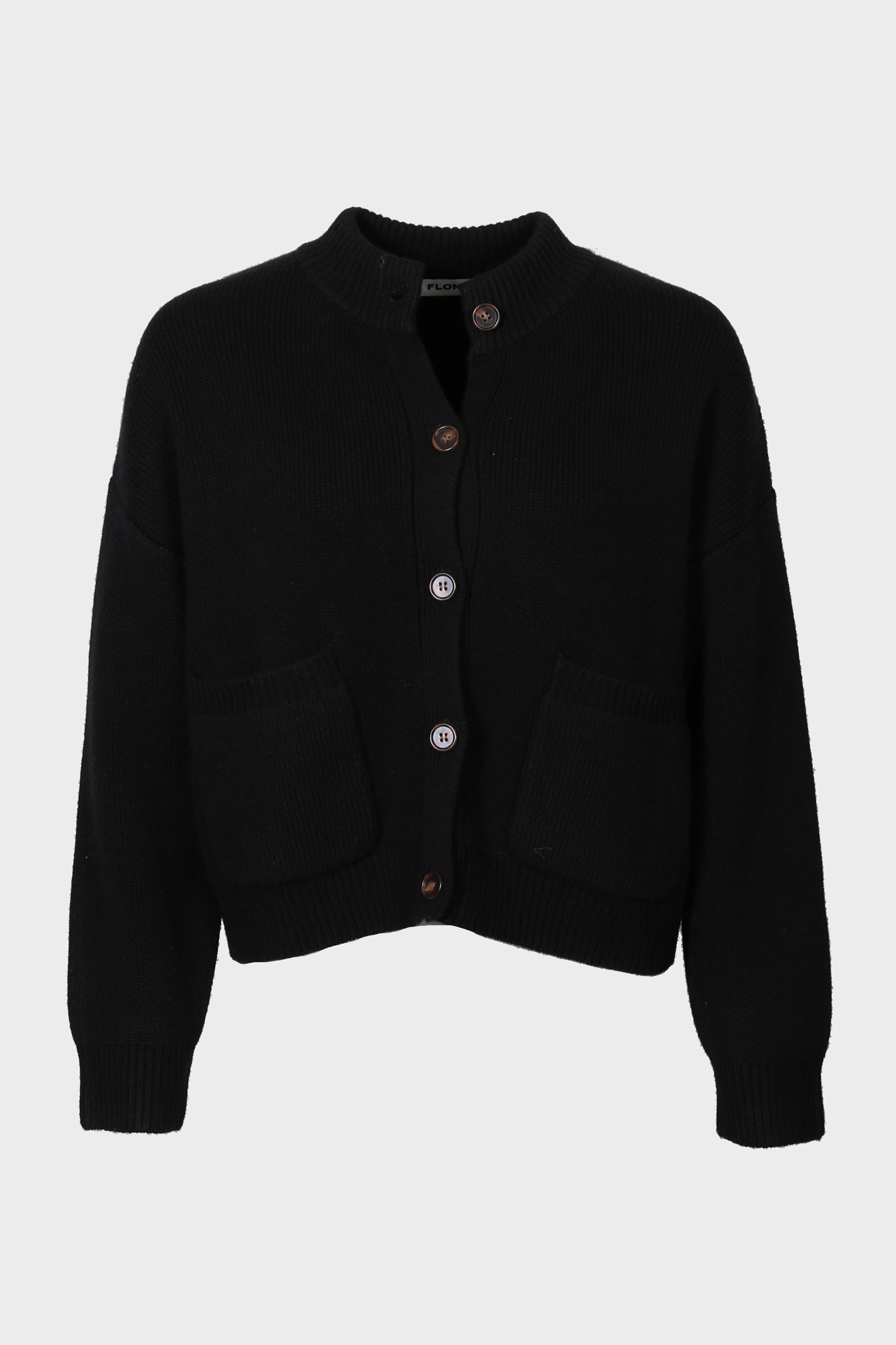 FLONA Heavy Cashmere Cardigan in Black